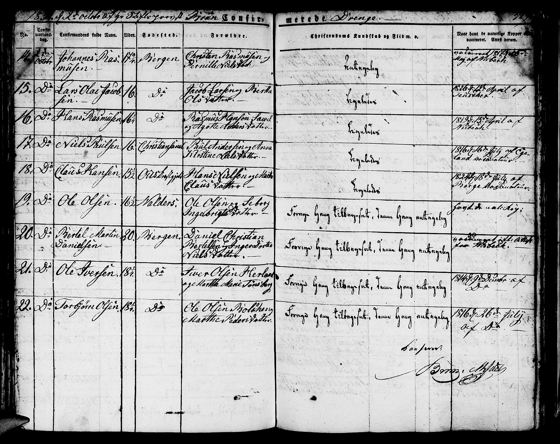 Domkirken sokneprestembete, AV/SAB-A-74801/H/Hab/L0002: Parish register (copy) no. A 2, 1821-1839, p. 379