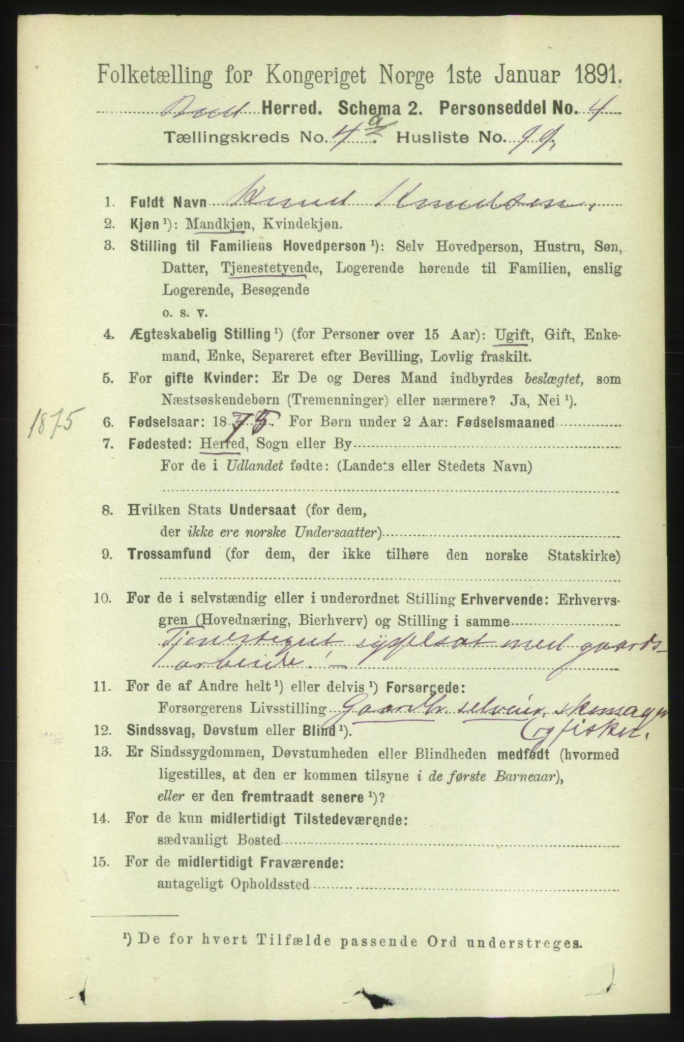 RA, 1891 census for 1549 Bud, 1891, p. 2768