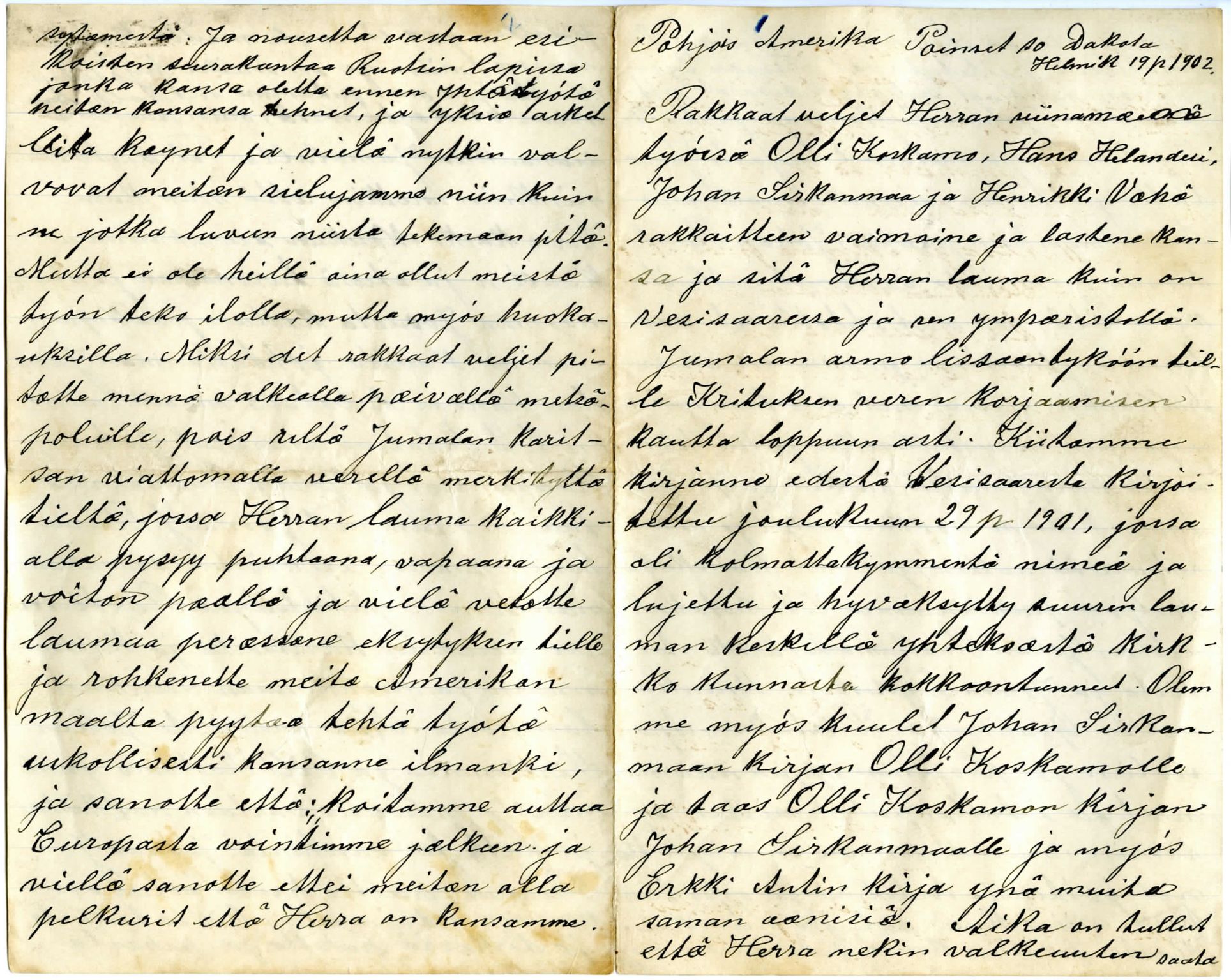 Elise Balos brevsamling, FMFB/A-1082/F/Fb/L0003: To predikantbrev fra Sør Dakota, 1902