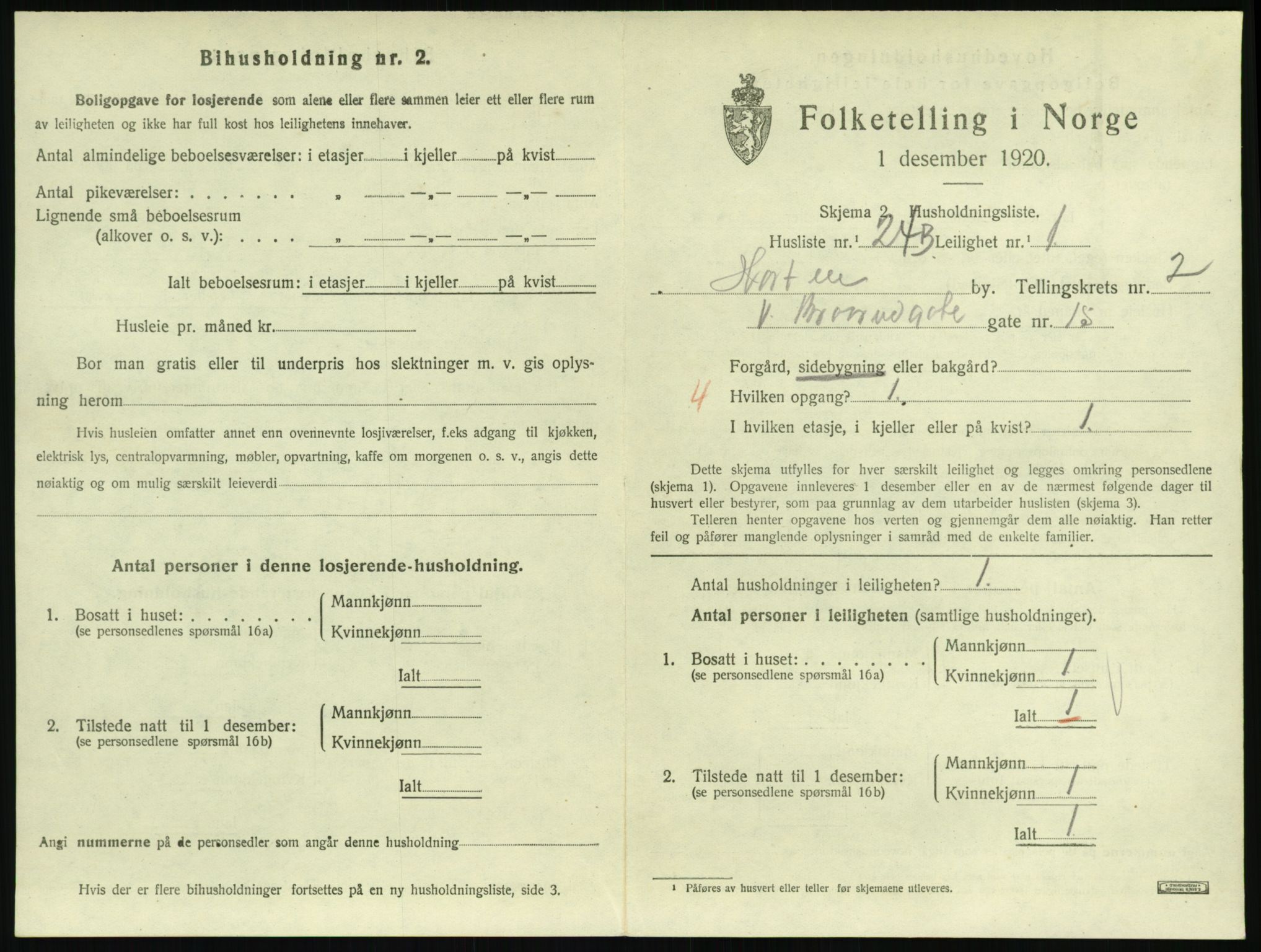 SAKO, 1920 census for Horten, 1920, p. 3379