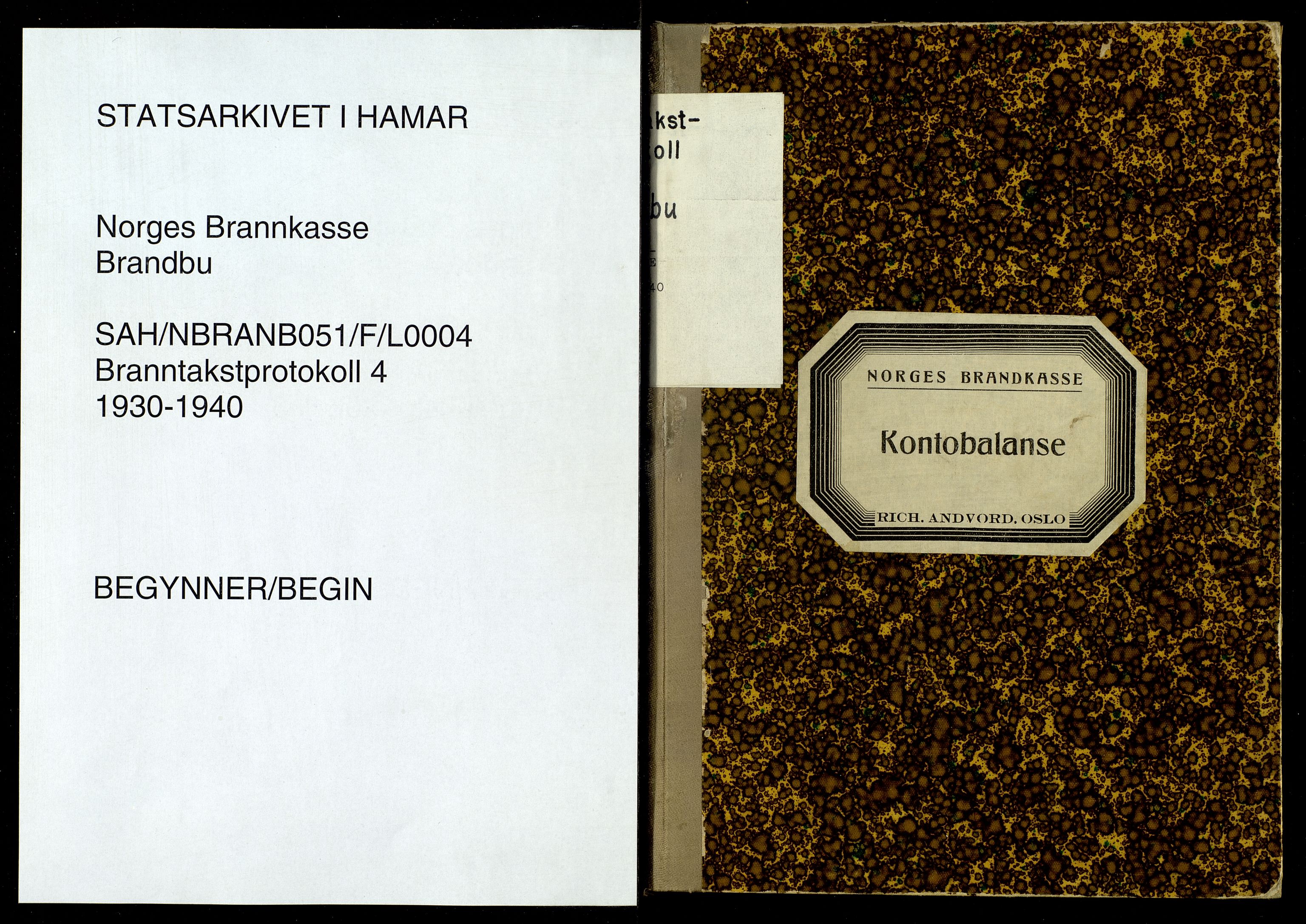 Norges Brannkasse, Brandbu, AV/SAH-NBRANB-051/F/L0004: Kontobalanse, 1930-1940