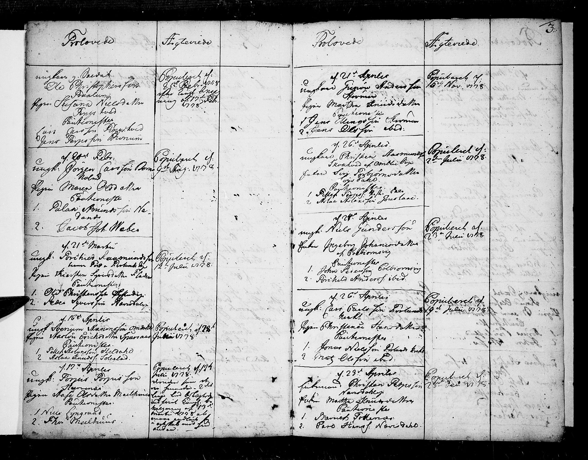 Øyestad sokneprestkontor, AV/SAK-1111-0049/F/Fa/L0009: Parish register (official) no. A 9, 1778-1808, p. 3