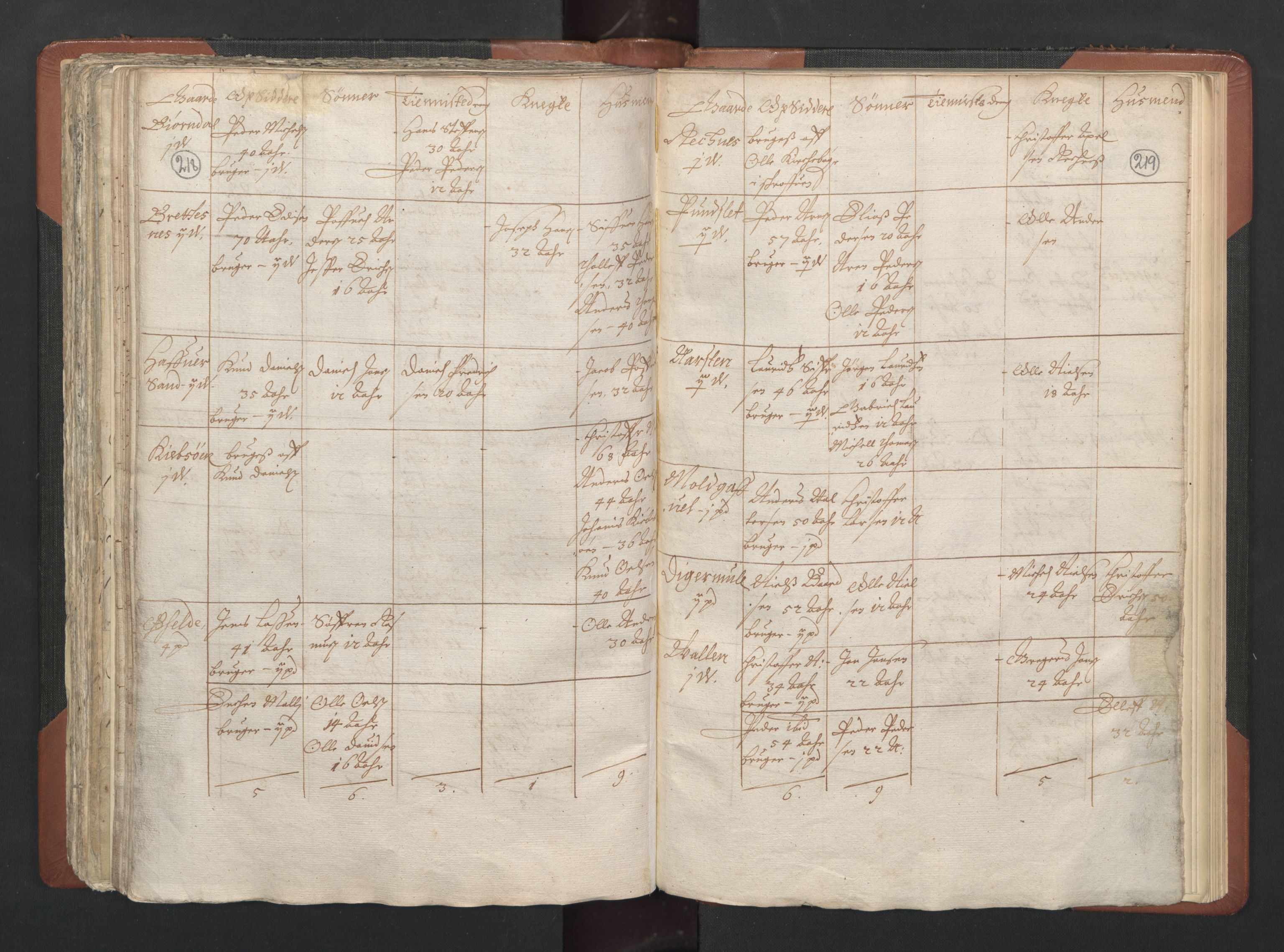 RA, Bailiff's Census 1664-1666, no. 20: Modern Nordland county, modern Troms county and modern Finnmark county, 1665, p. 218-219