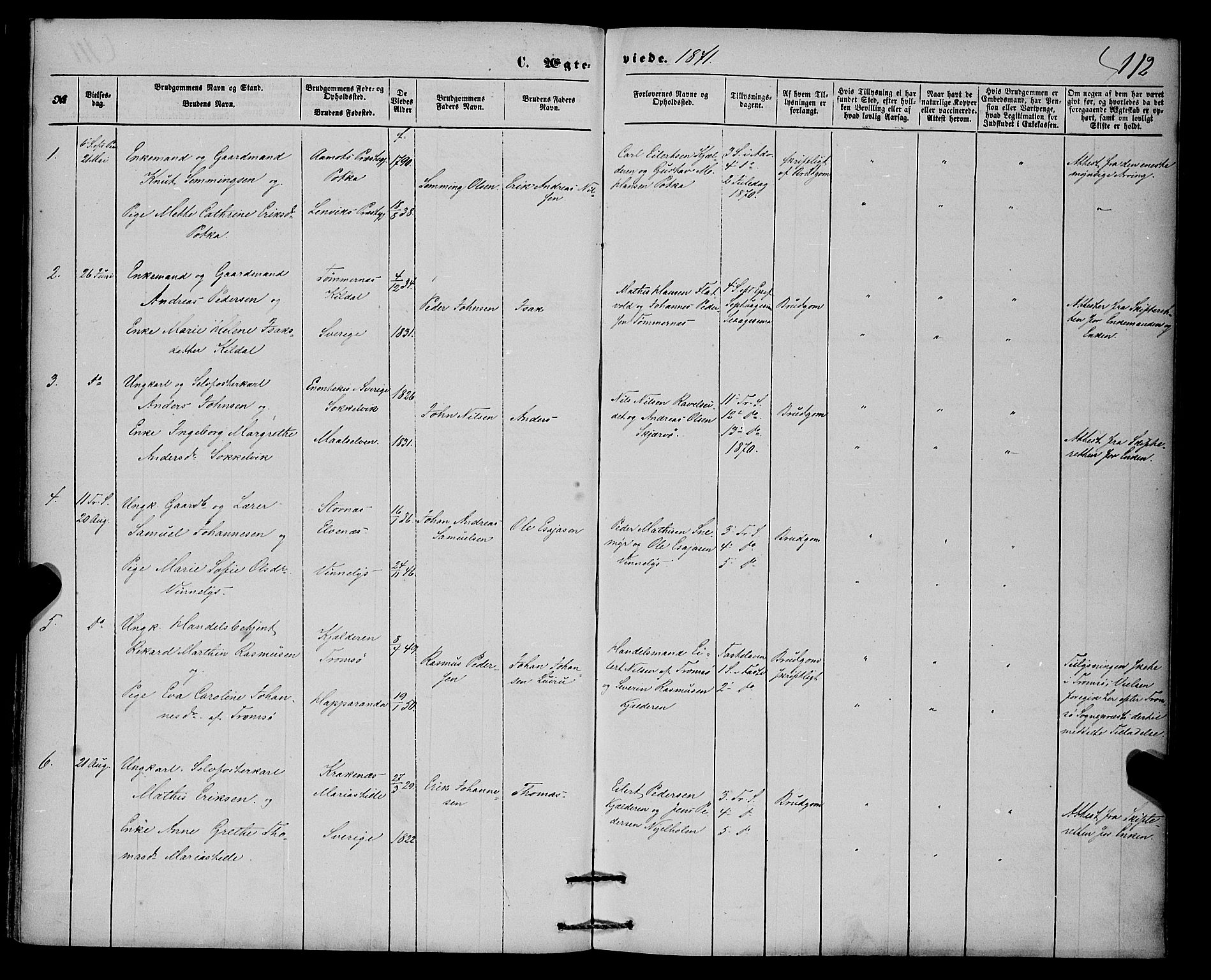 Skjervøy sokneprestkontor, SATØ/S-1300/H/Ha/Haa/L0013kirke: Parish register (official) no. 13, 1863-1877, p. 112