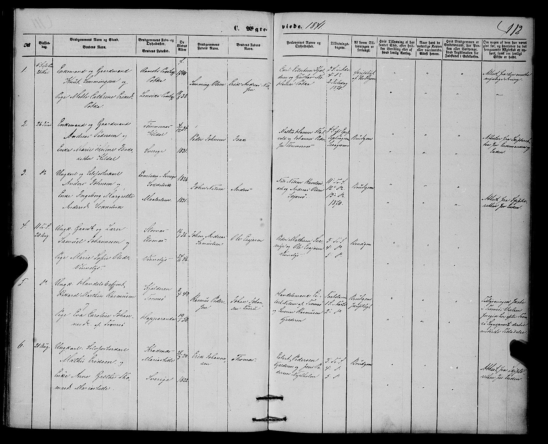 Skjervøy sokneprestkontor, AV/SATØ-S-1300/H/Ha/Haa/L0013kirke: Parish register (official) no. 13, 1863-1877, p. 112