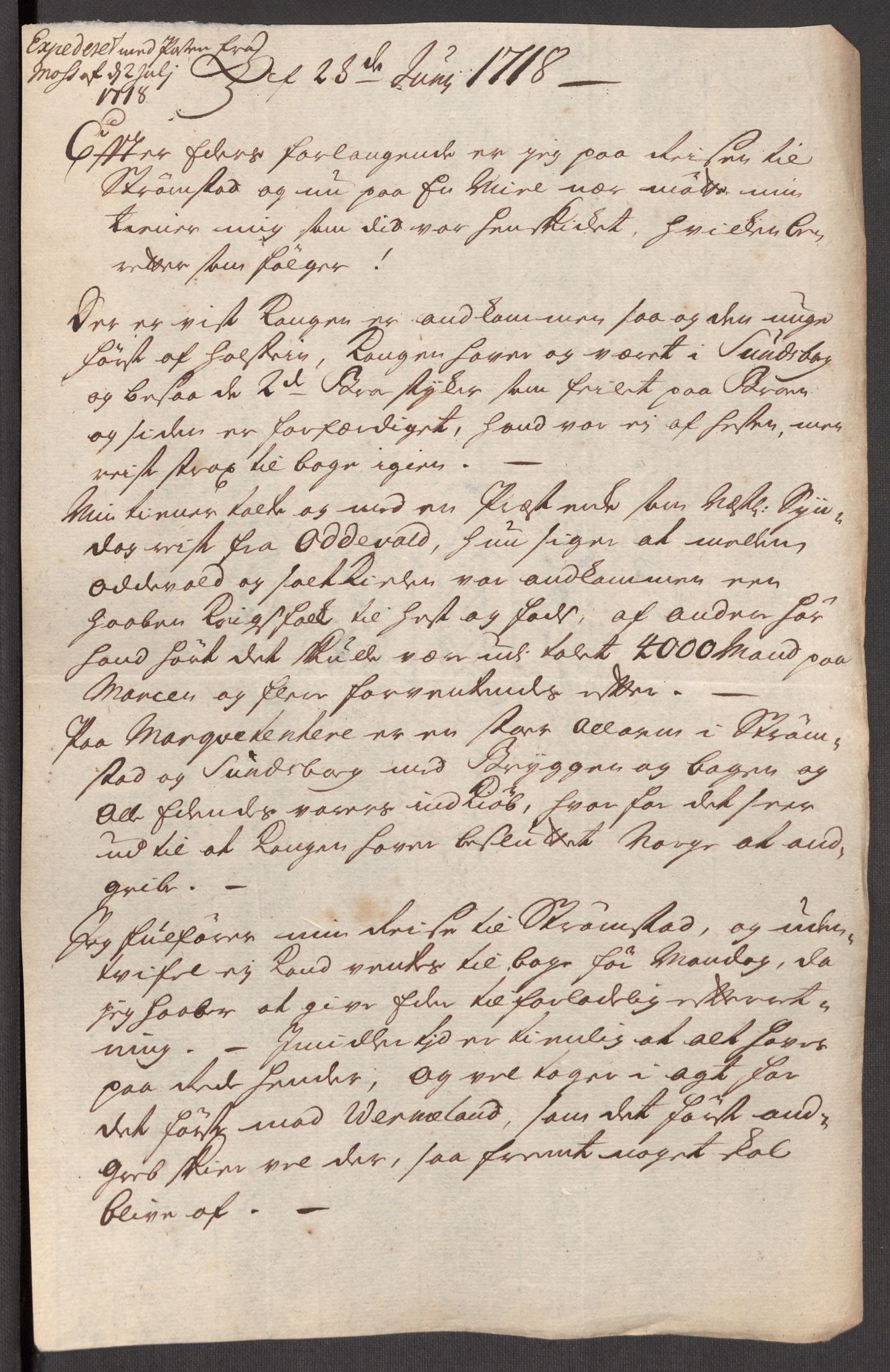 Kommanderende general (KG I) med Det norske krigsdirektorium, AV/RA-EA-5419/E/Eb/L0012: Kunnskap om fienden, kronologisk ordnet, 1718-1719, p. 21