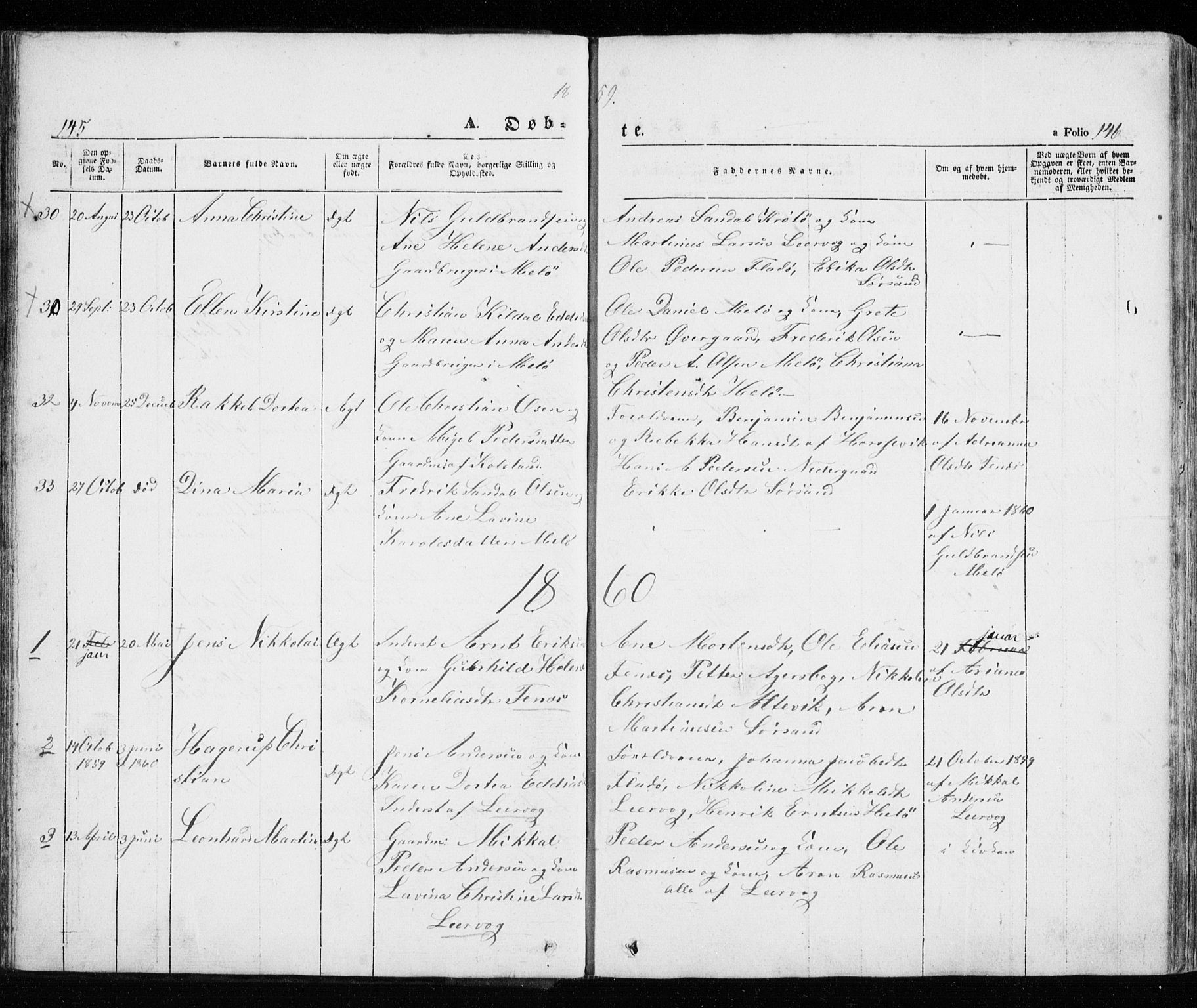 Trondenes sokneprestkontor, SATØ/S-1319/H/Ha/L0010kirke: Parish register (official) no. 10, 1840-1865, p. 145-146