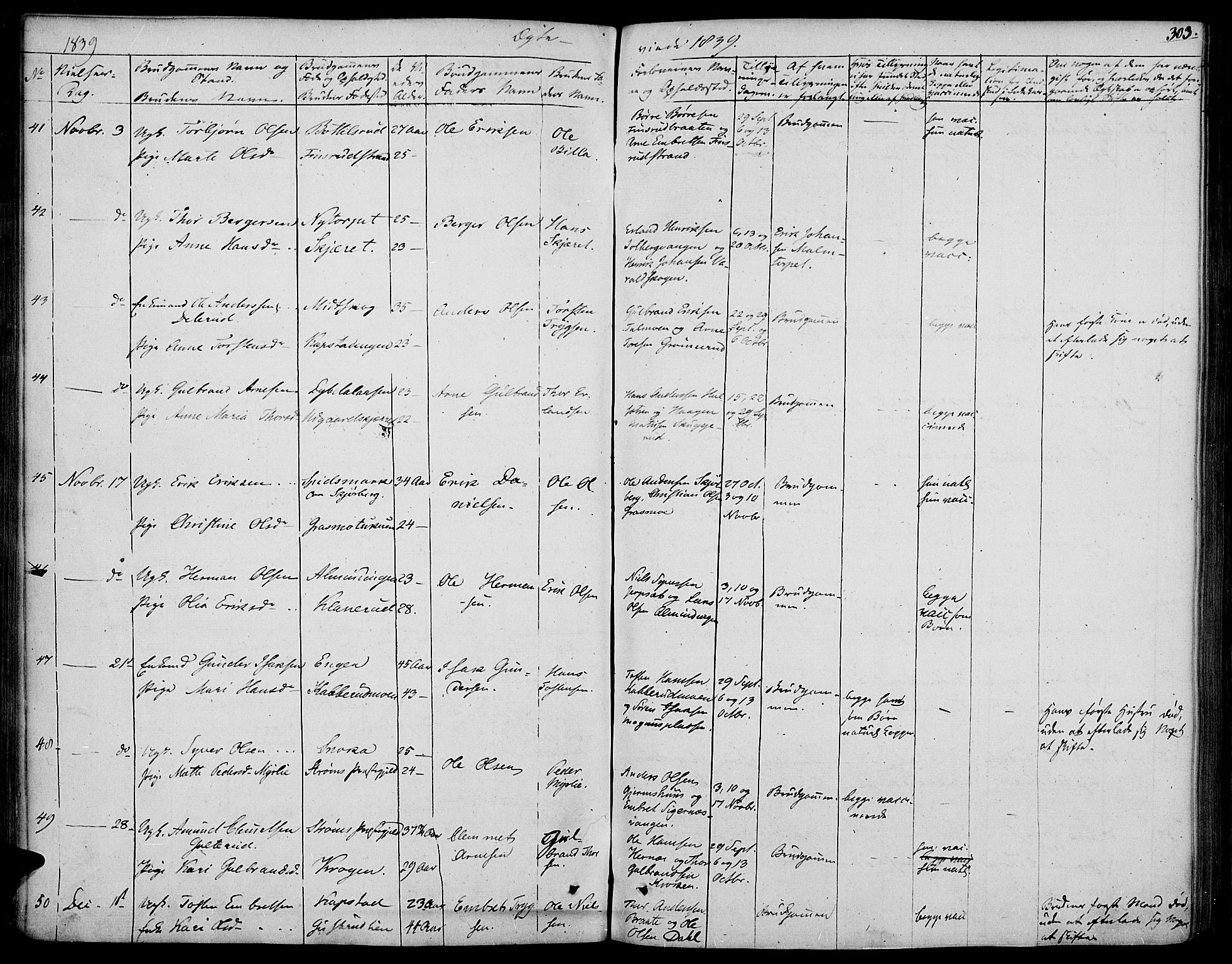 Vinger prestekontor, AV/SAH-PREST-024/H/Ha/Haa/L0008: Parish register (official) no. 8, 1839-1847, p. 303