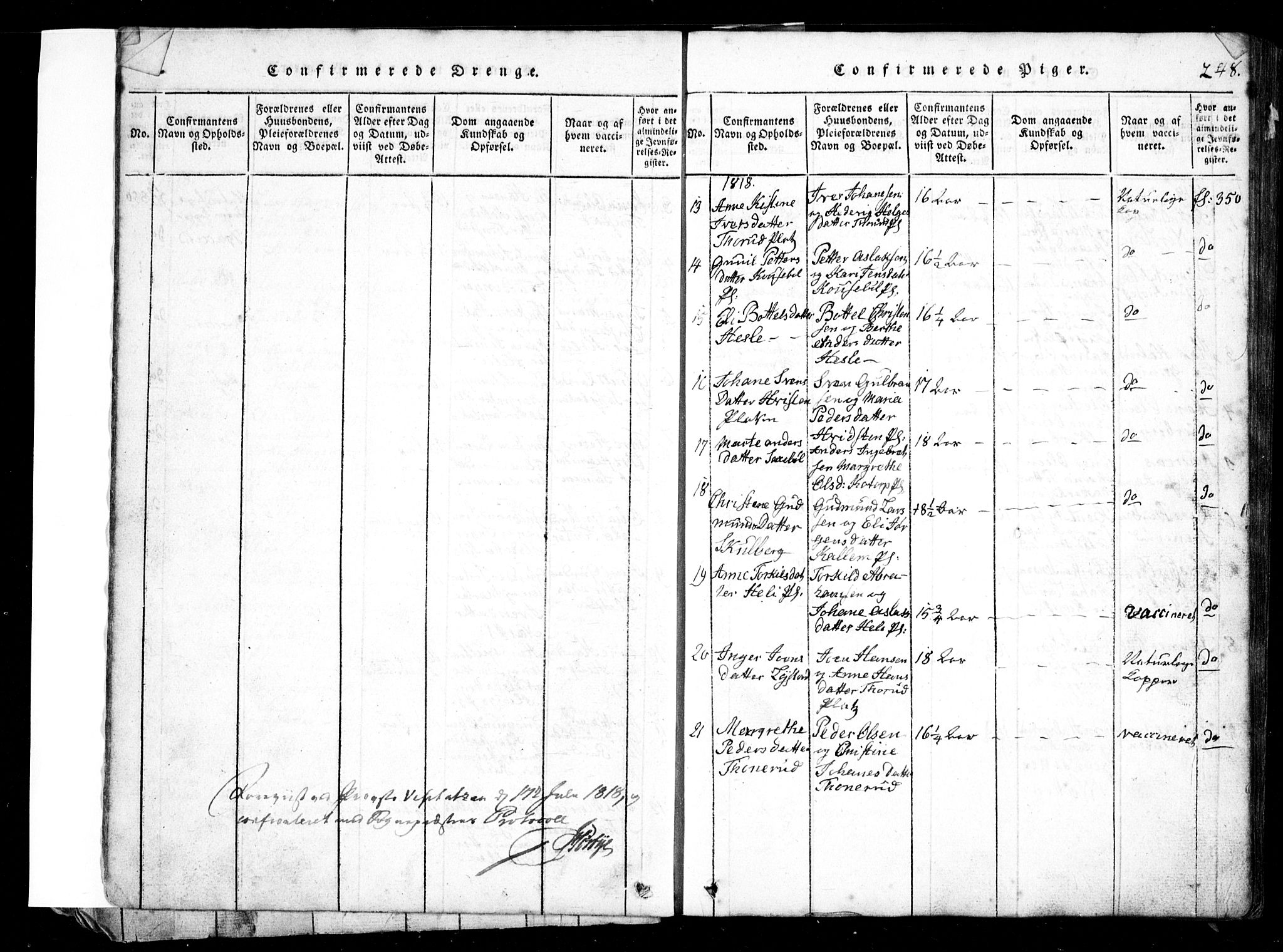 Spydeberg prestekontor Kirkebøker, SAO/A-10924/G/Ga/L0001: Parish register (copy) no. I 1, 1814-1868, p. 248