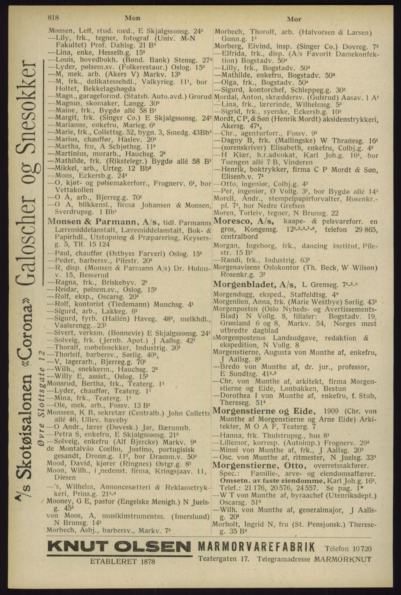 Kristiania/Oslo adressebok, PUBL/-, 1929, p. 818