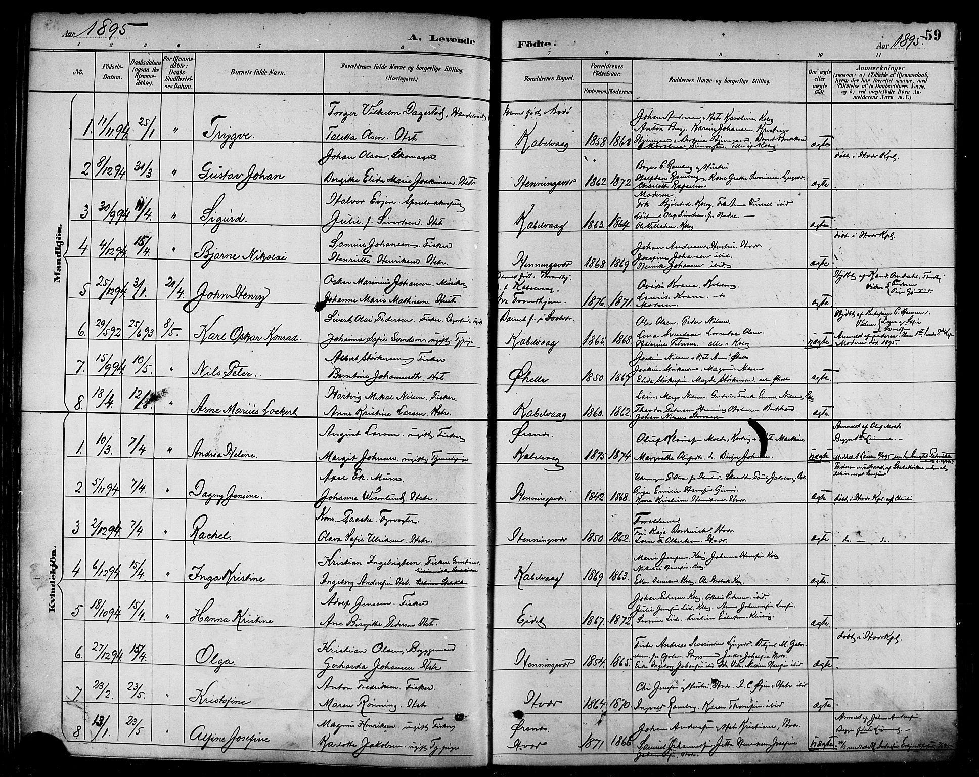 Ministerialprotokoller, klokkerbøker og fødselsregistre - Nordland, AV/SAT-A-1459/874/L1060: Parish register (official) no. 874A04, 1890-1899, p. 59