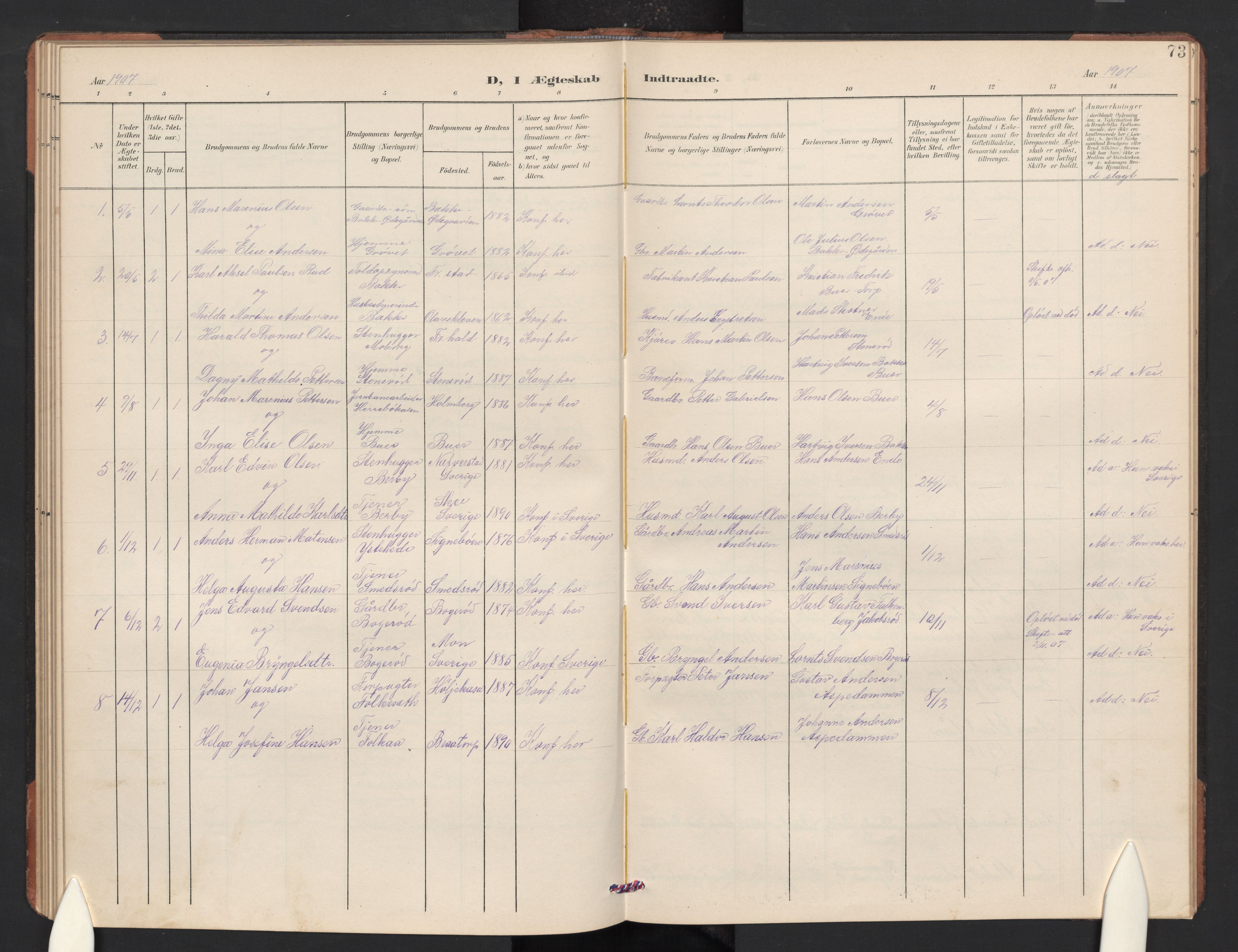 Idd prestekontor Kirkebøker, SAO/A-10911/G/Gc/L0001: Parish register (copy) no. III 1, 1901-1910, p. 73