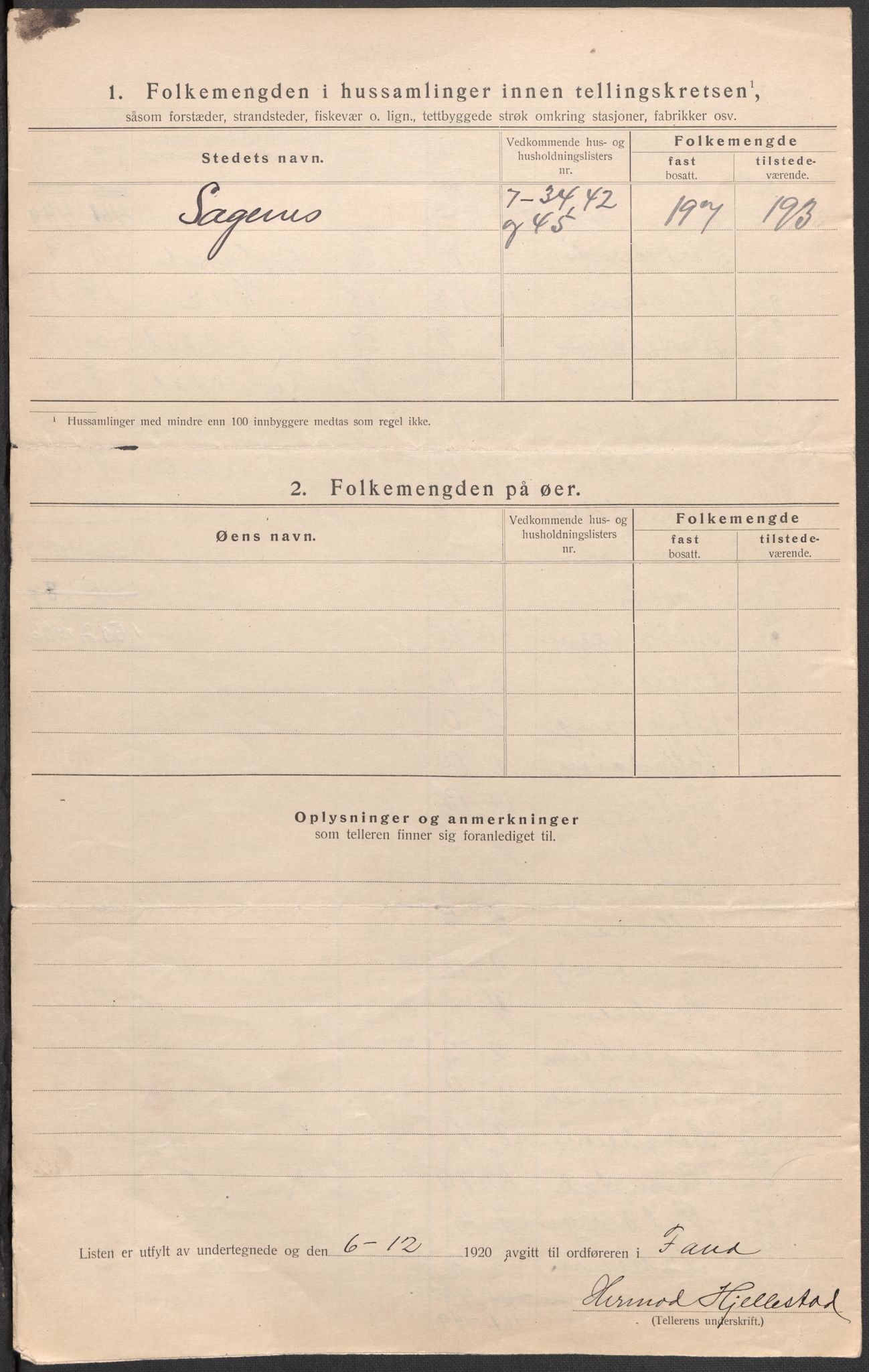 SAB, 1920 census for Fana, 1920, p. 76