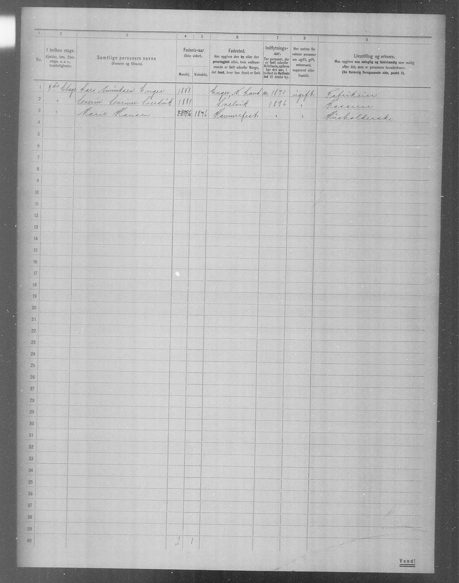 OBA, Municipal Census 1904 for Kristiania, 1904, p. 8907