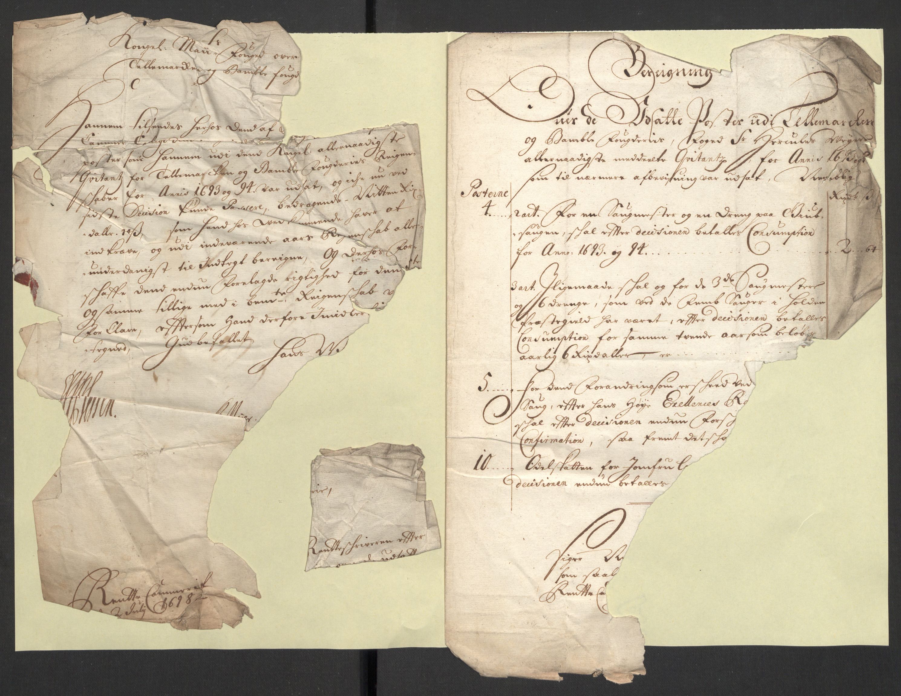 Rentekammeret inntil 1814, Reviderte regnskaper, Fogderegnskap, AV/RA-EA-4092/R36/L2098: Fogderegnskap Øvre og Nedre Telemark og Bamble, 1698, p. 29