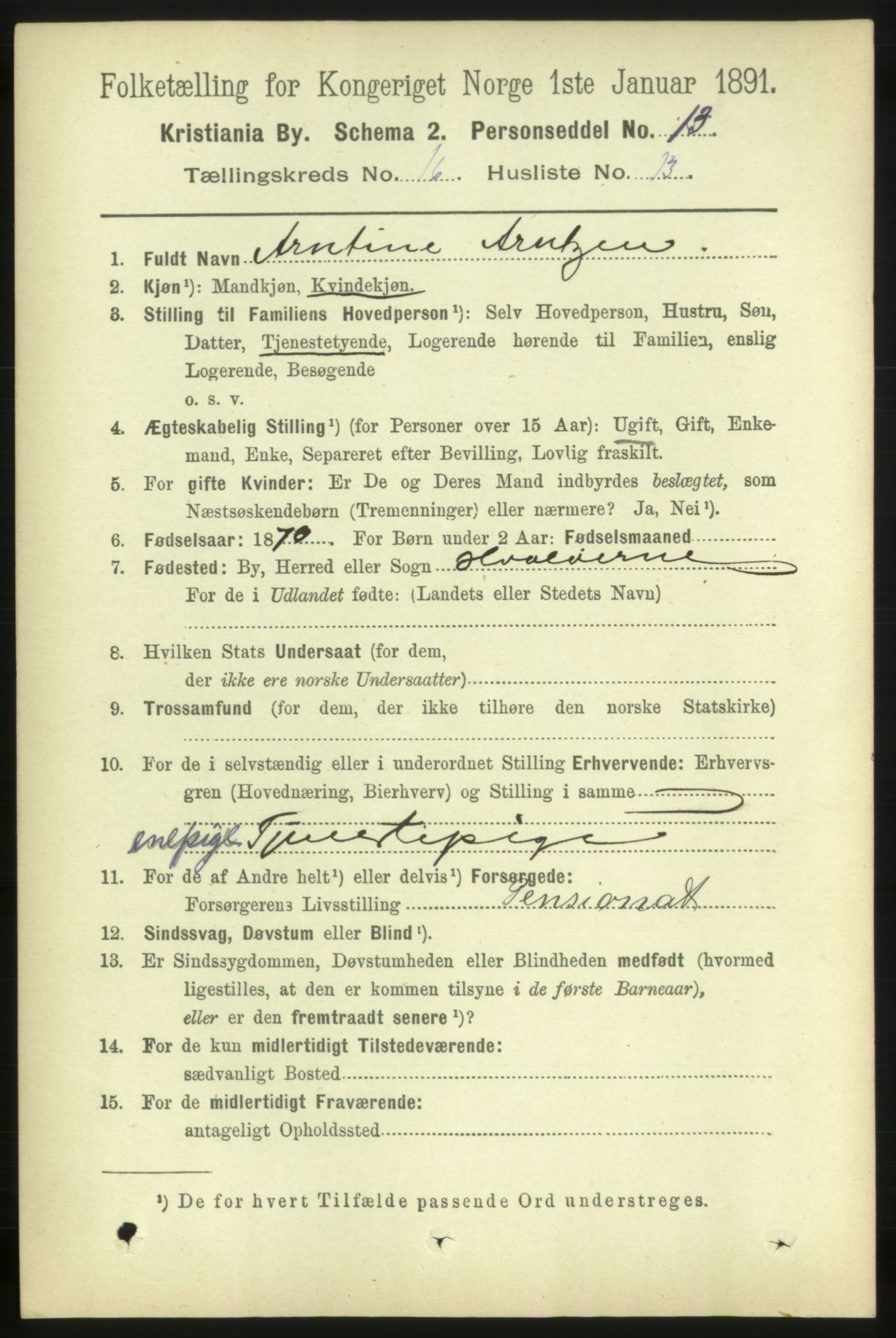 RA, 1891 census for 0301 Kristiania, 1891, p. 7401