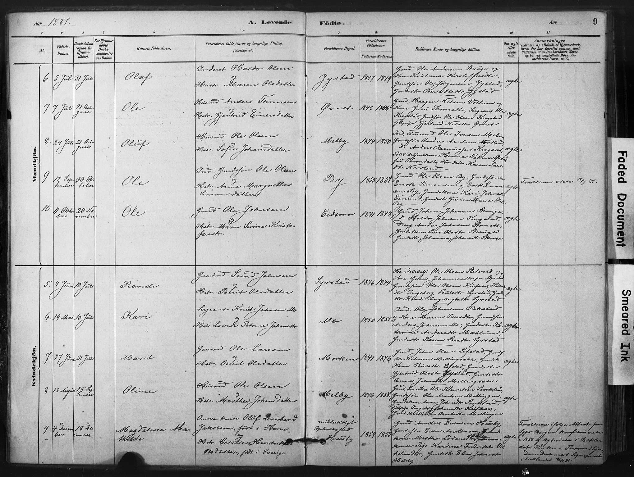 Ministerialprotokoller, klokkerbøker og fødselsregistre - Sør-Trøndelag, SAT/A-1456/667/L0795: Parish register (official) no. 667A03, 1879-1907, p. 9
