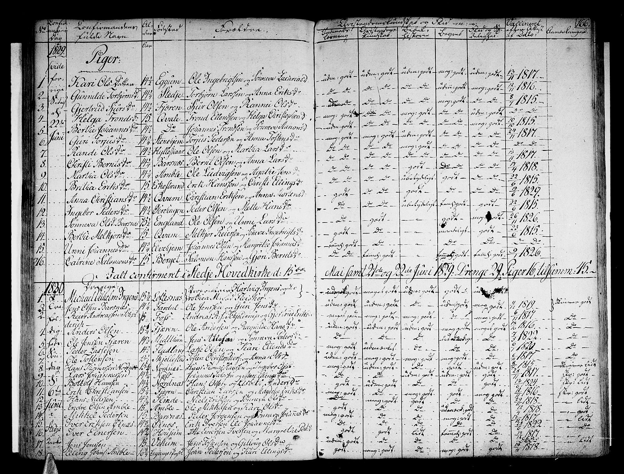 Sogndal sokneprestembete, SAB/A-81301/H/Haa/Haaa/L0010: Parish register (official) no. A 10, 1821-1838, p. 166