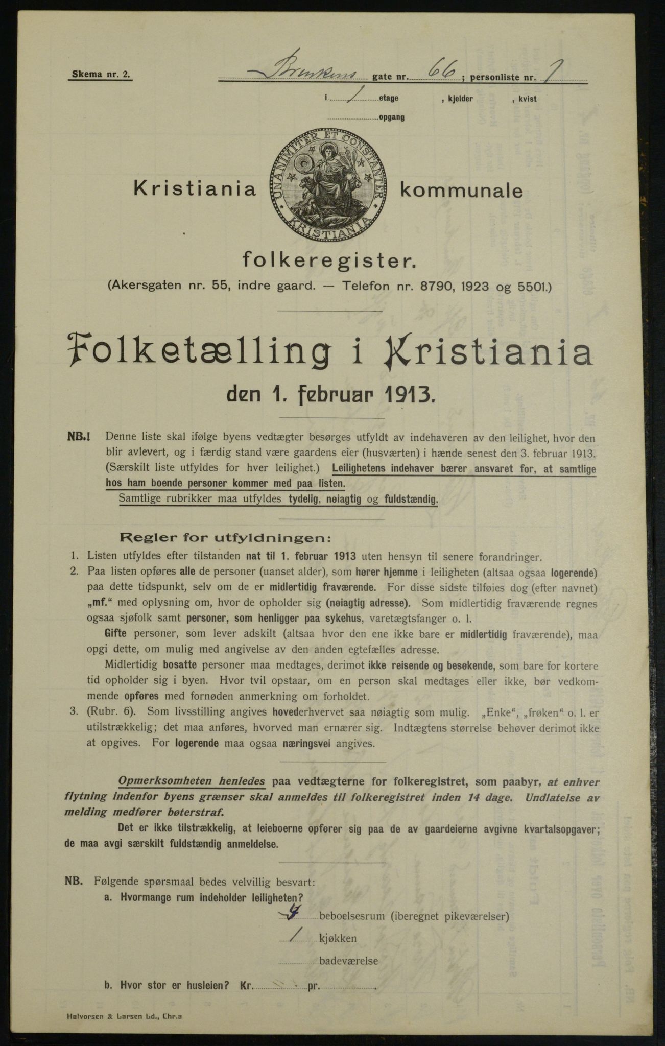 OBA, Municipal Census 1913 for Kristiania, 1913, p. 9064