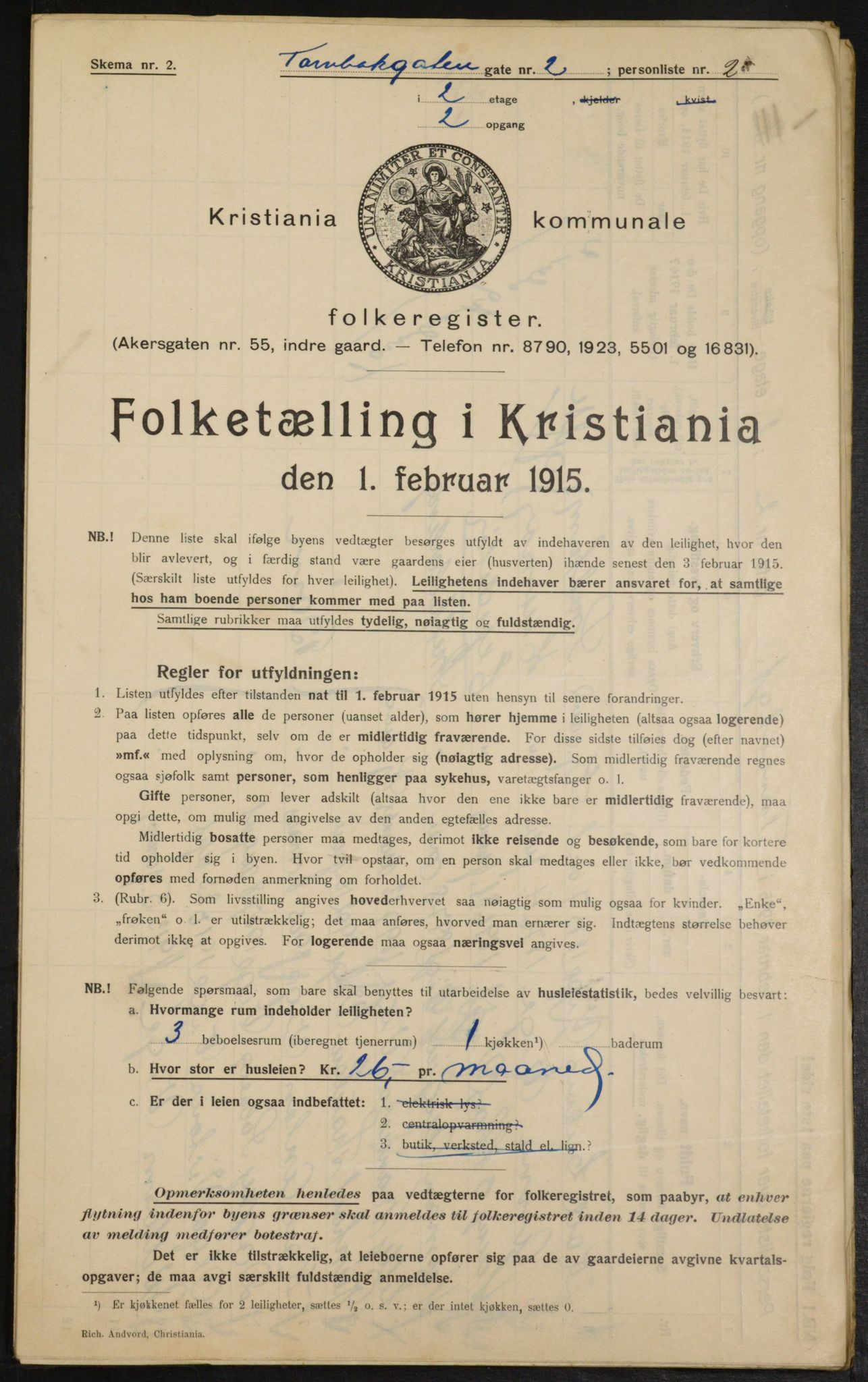 OBA, Municipal Census 1915 for Kristiania, 1915, p. 115322