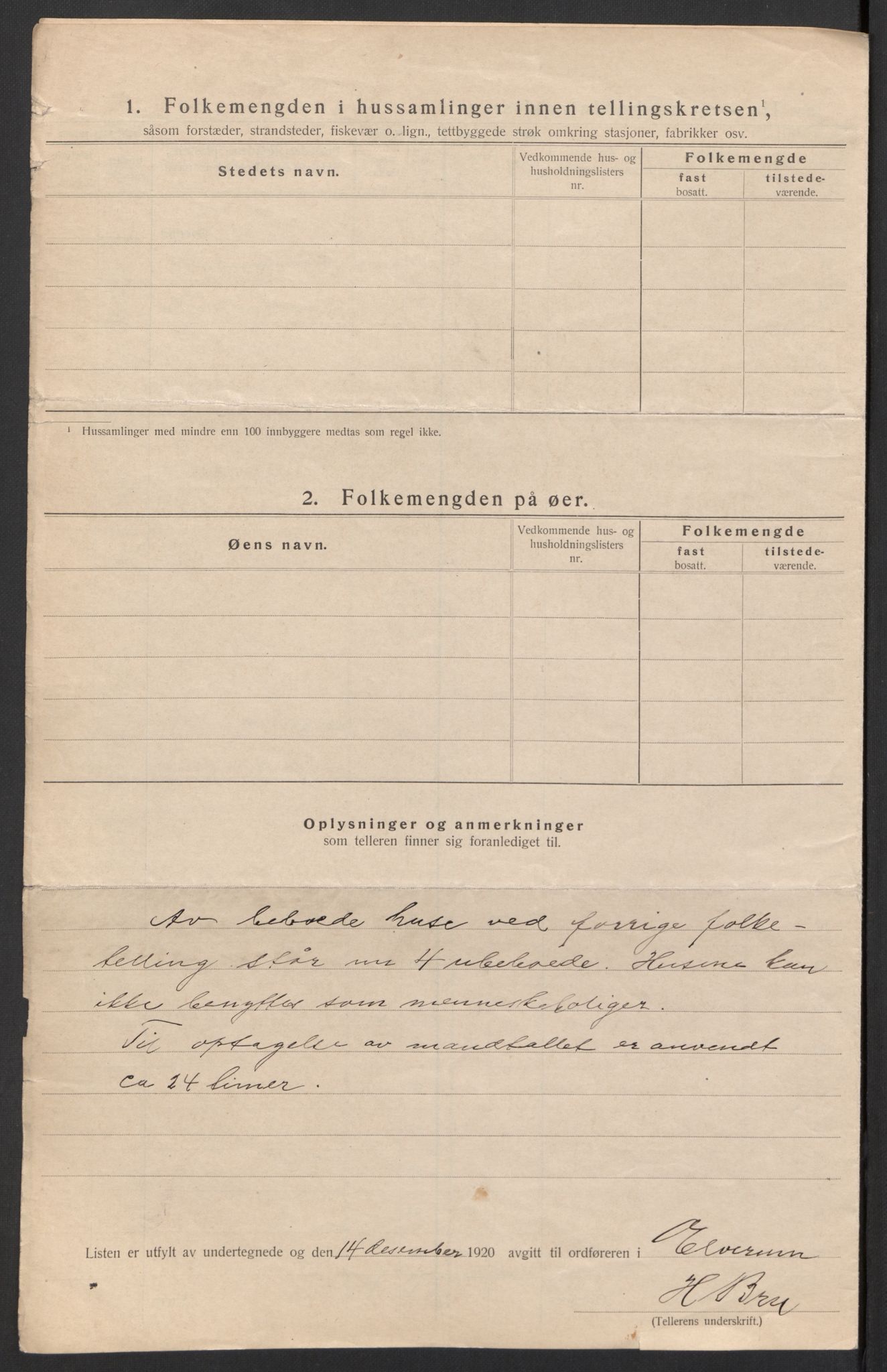 SAH, 1920 census for Elverum, 1920, p. 97