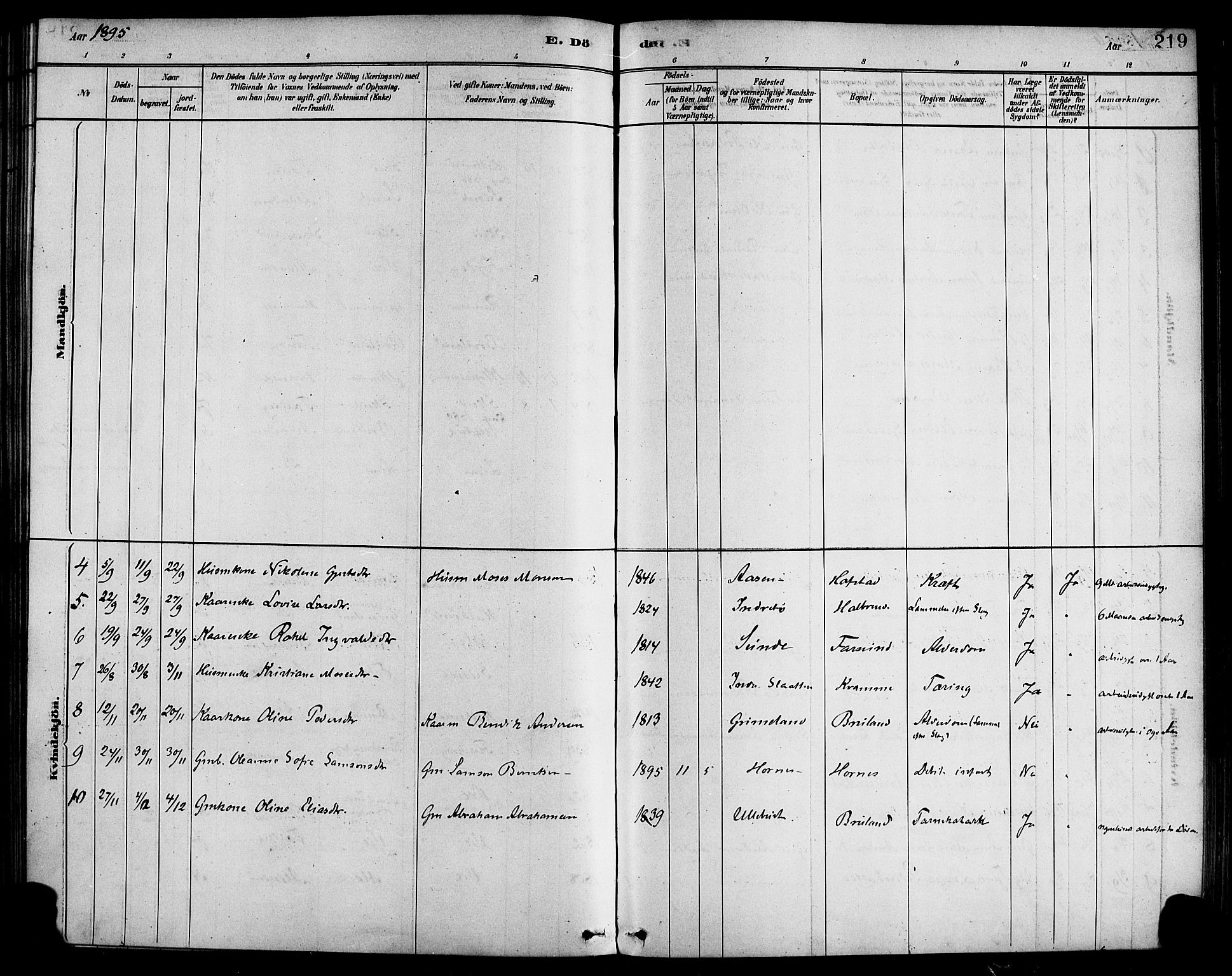 Førde sokneprestembete, SAB/A-79901/H/Haa/Haab/L0001: Parish register (official) no. B 1, 1880-1898, p. 219