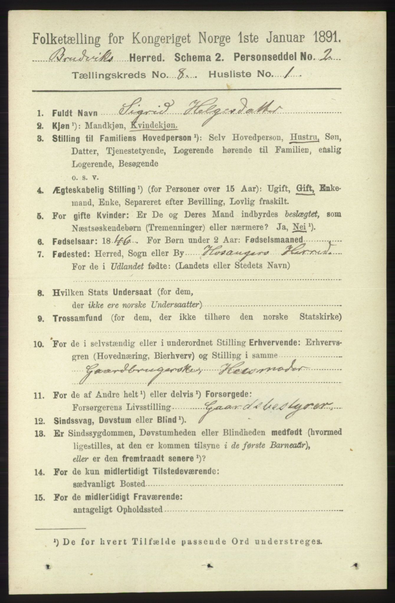 RA, 1891 census for 1251 Bruvik, 1891, p. 2892