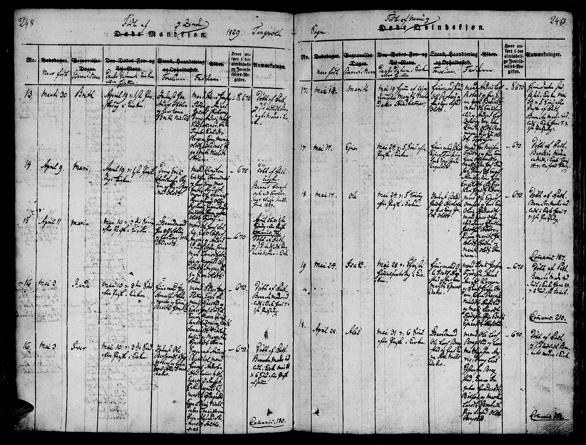 Ministerialprotokoller, klokkerbøker og fødselsregistre - Møre og Romsdal, SAT/A-1454/586/L0982: Parish register (official) no. 586A08, 1819-1829, p. 248-249
