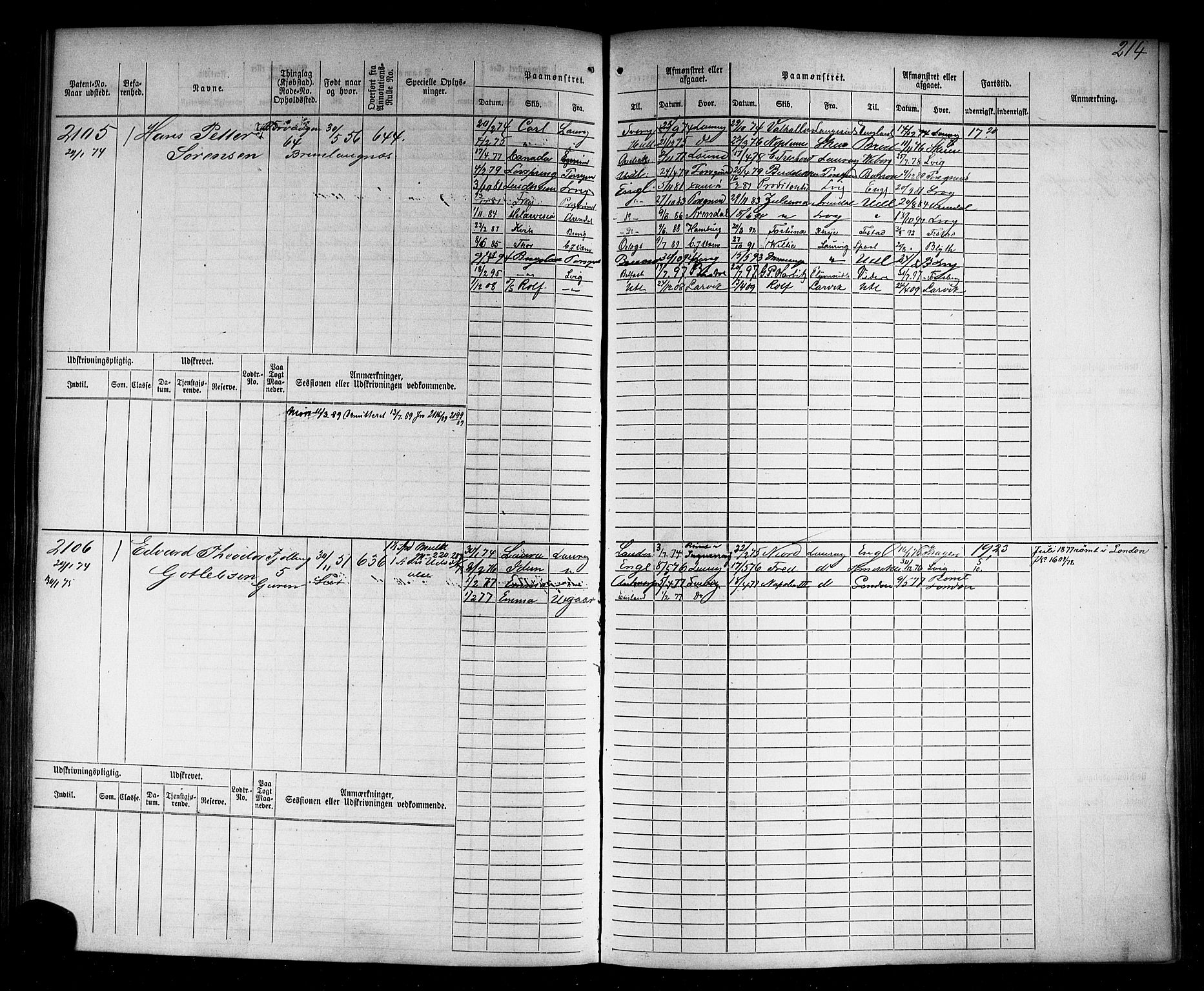 Larvik innrulleringskontor, SAKO/A-787/F/Fc/L0006: Hovedrulle, 1871, p. 217