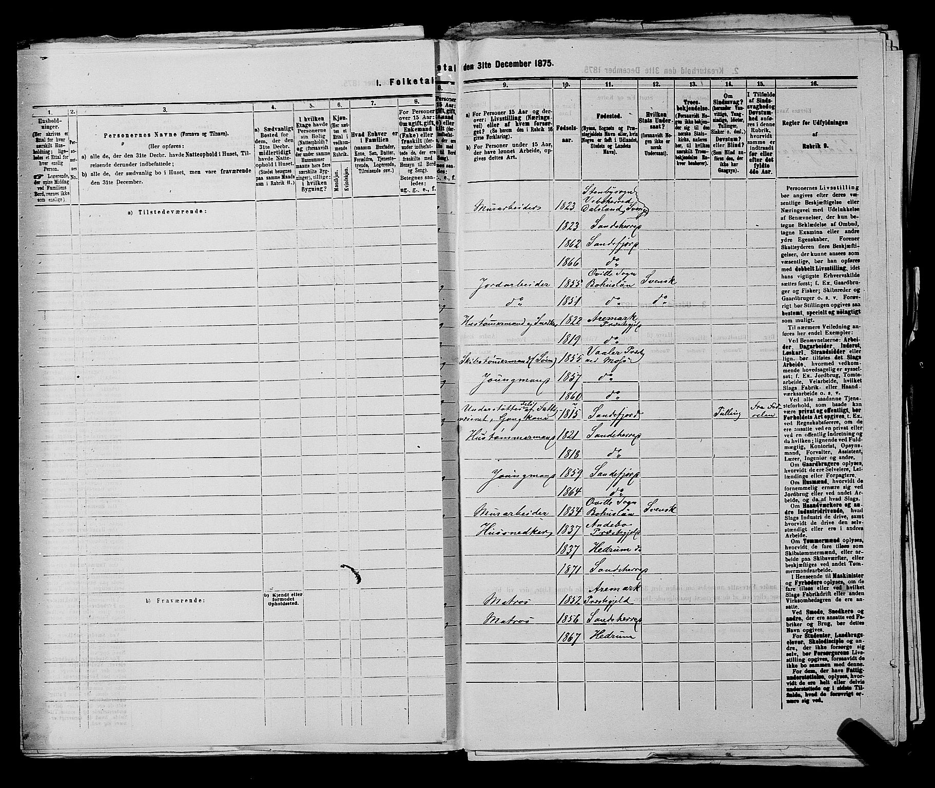 SAKO, 1875 census for 0706B Sandeherred/Sandefjord, 1875, p. 543