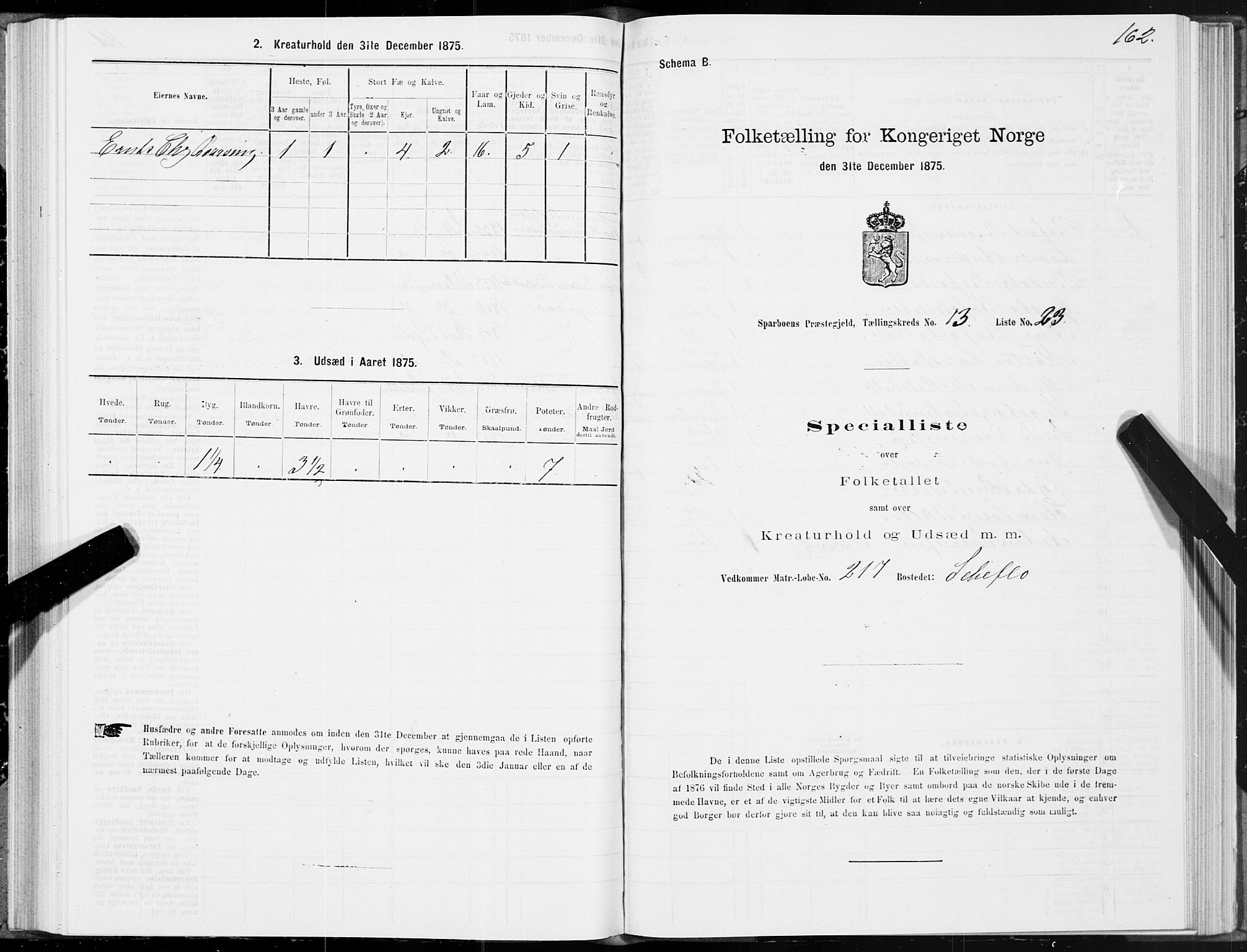 SAT, 1875 census for 1731P Sparbu, 1875, p. 5162