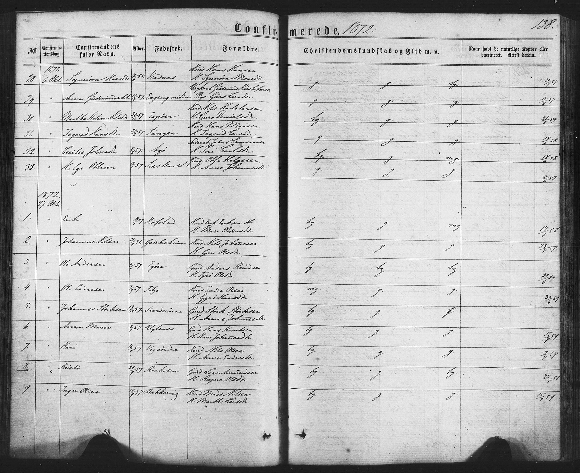 Fitjar sokneprestembete, SAB/A-99926: Parish register (official) no. A 1, 1862-1881, p. 138