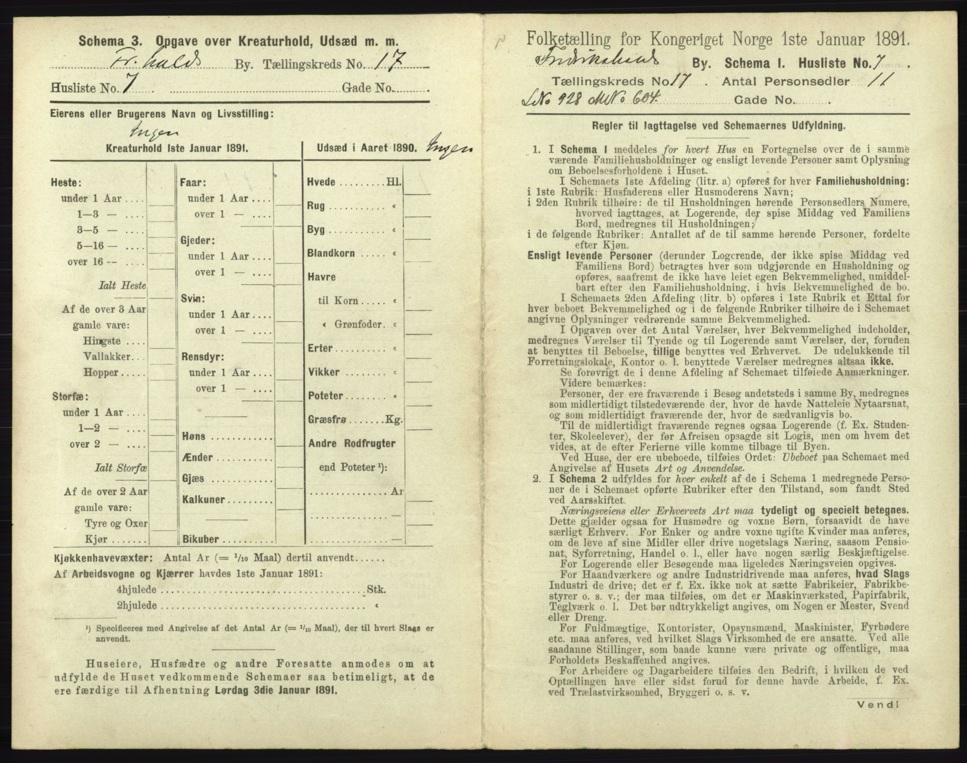 RA, 1891 census for 0101 Fredrikshald, 1891, p. 1544