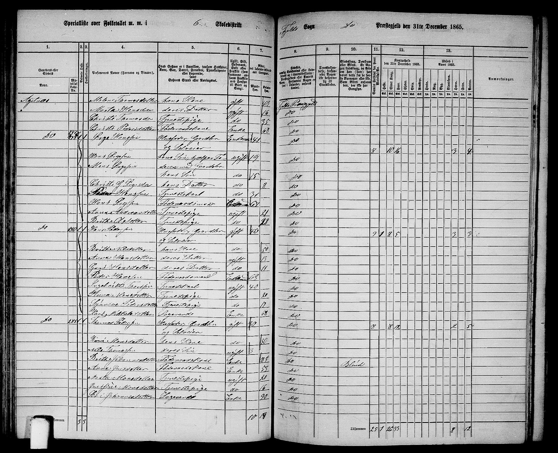 RA, 1865 census for Fjell, 1865, p. 115