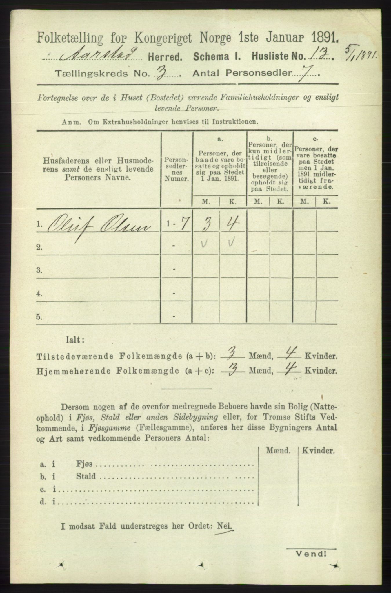 SAB, 1891 Census for 1280 Årstad, 1891, p. 1514