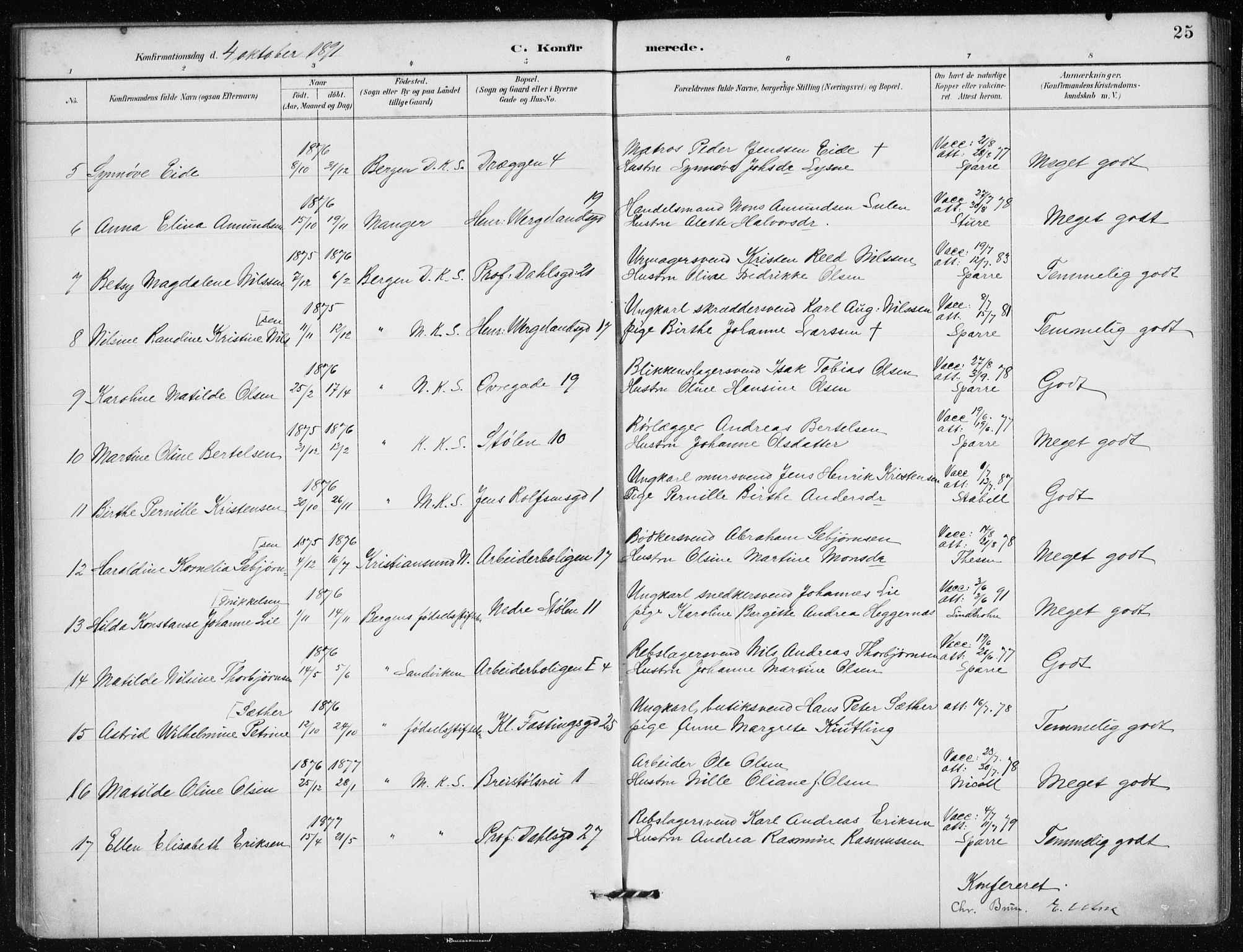 Mariakirken Sokneprestembete, SAB/A-76901/H/Haa/L0013: Parish register (official) no. C 1, 1889-1900, p. 25