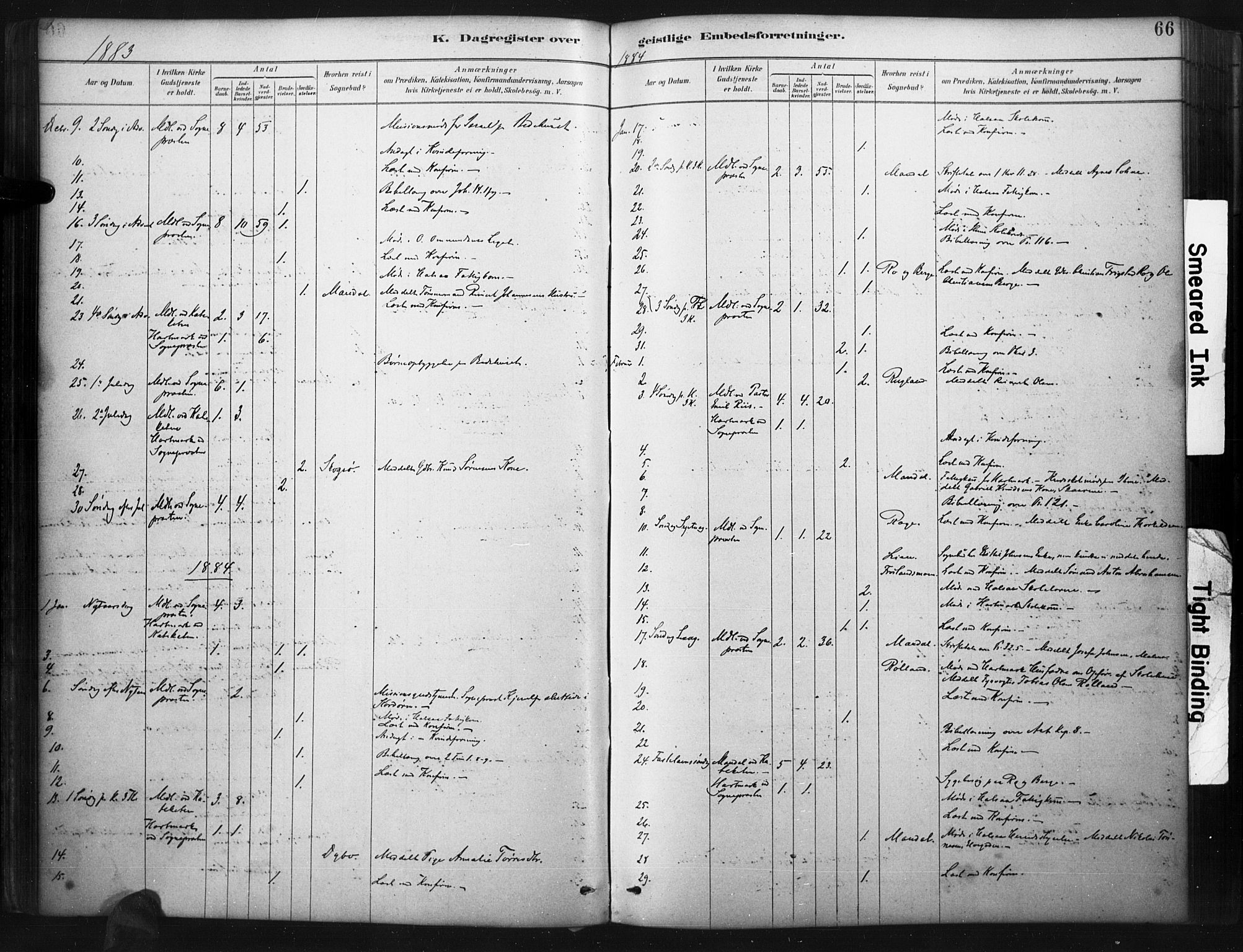 Mandal sokneprestkontor, SAK/1111-0030/F/Fa/Faa/L0017: Parish register (official) no. A 17, 1880-1926, p. 66