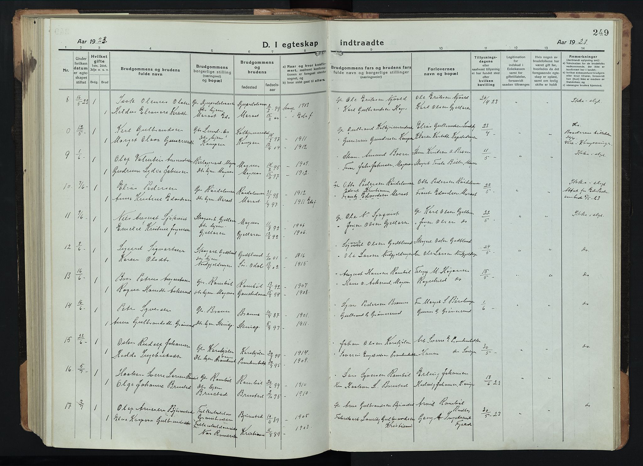 Eidskog prestekontor, AV/SAH-PREST-026/H/Ha/Hab/L0005: Parish register (copy) no. 5, 1916-1946, p. 249