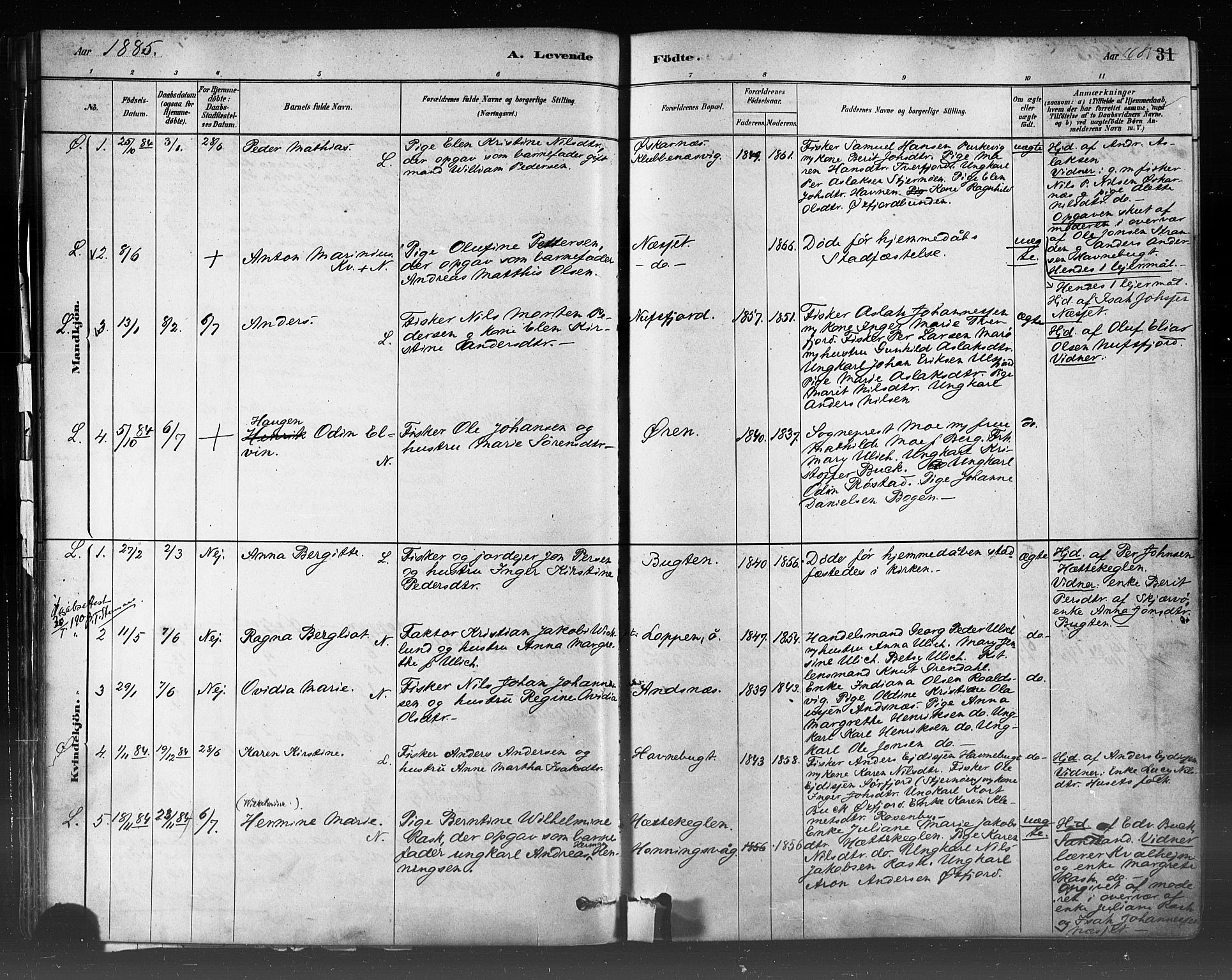 Loppa sokneprestkontor, AV/SATØ-S-1339/H/Ha/L0006kirke: Parish register (official) no. 6, 1879-1895, p. 31