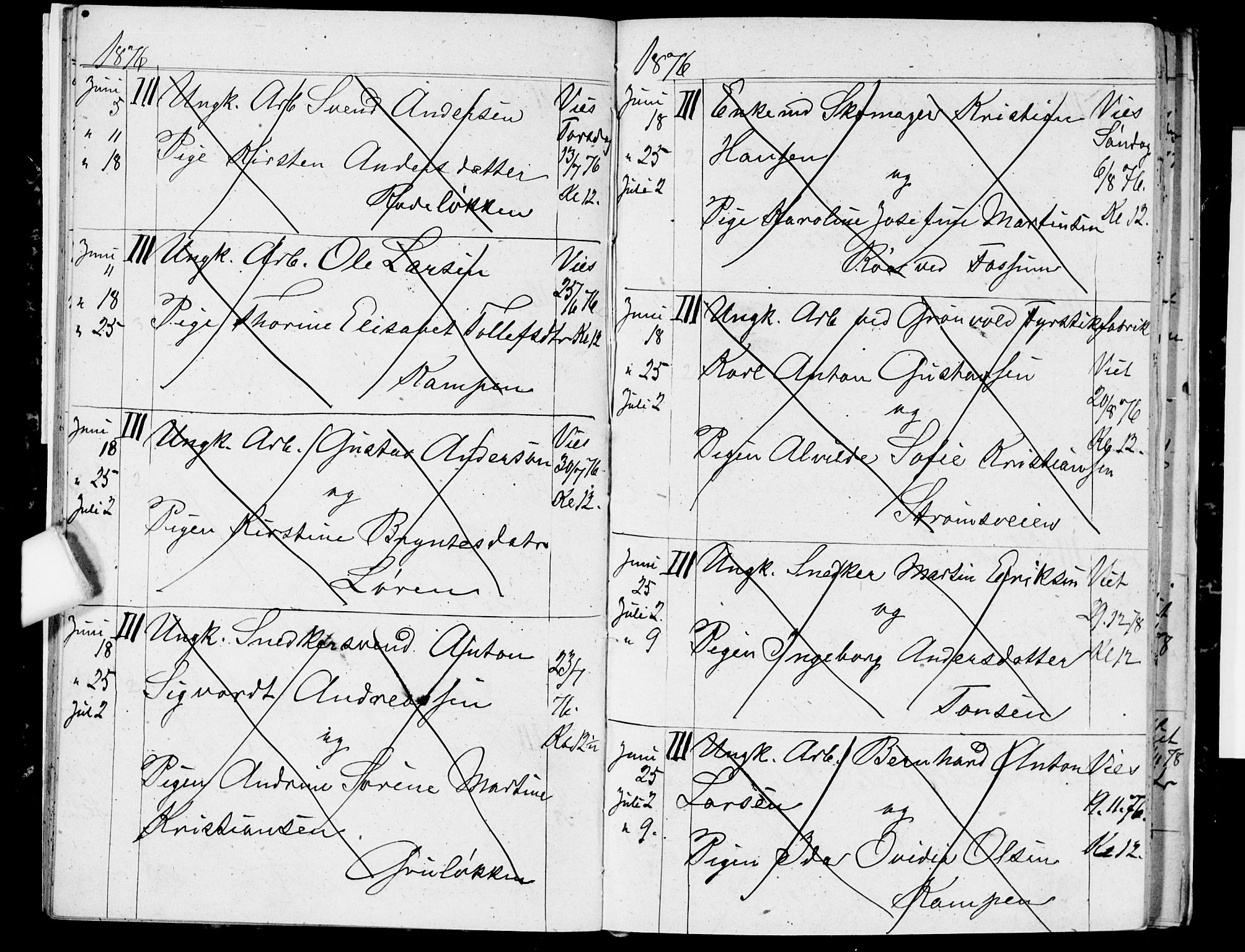 Østre Aker prestekontor Kirkebøker, AV/SAO-A-10840/H/Ha/L0003: Banns register no. I 3, 1873-1878