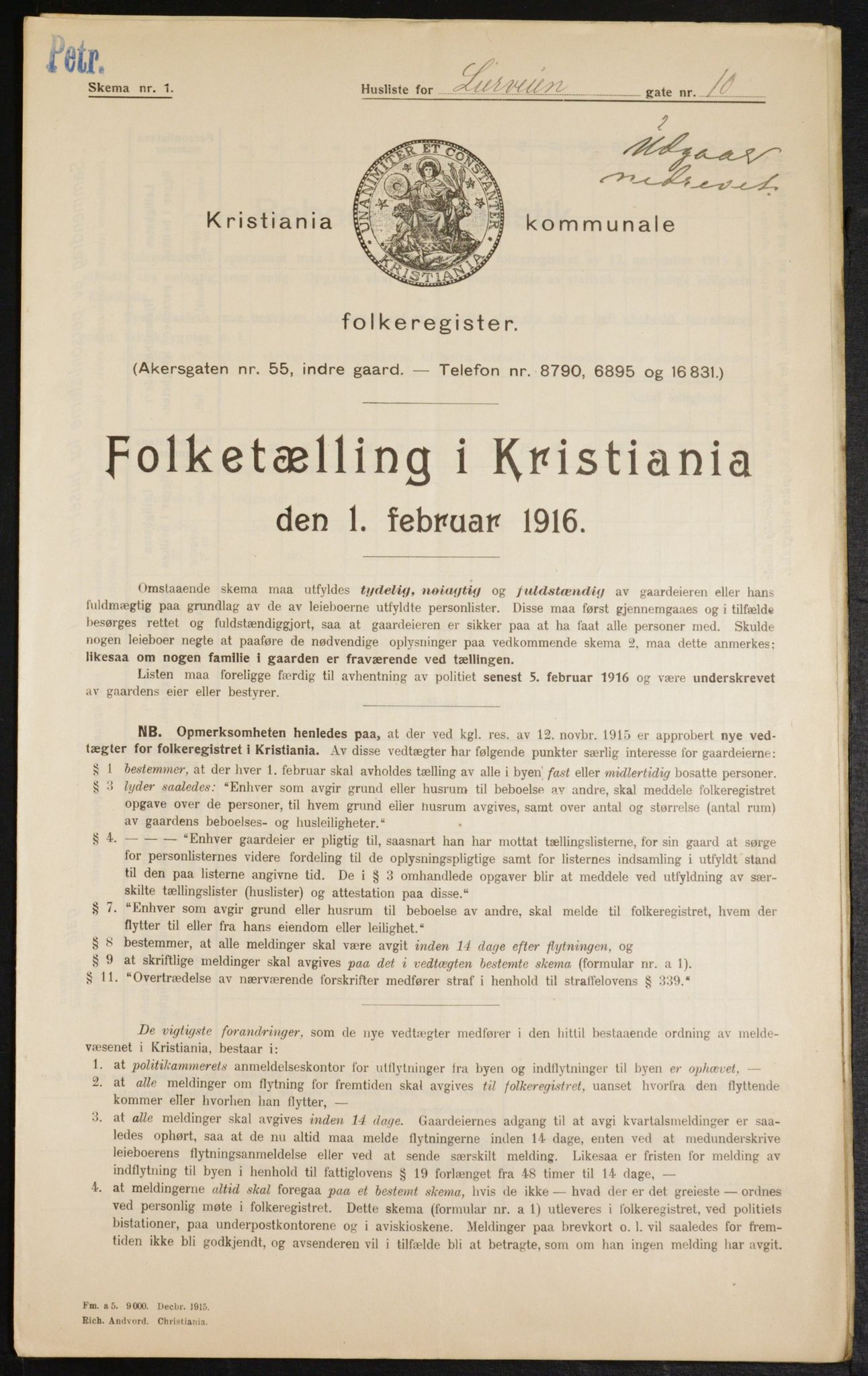 OBA, Municipal Census 1916 for Kristiania, 1916, p. 58821