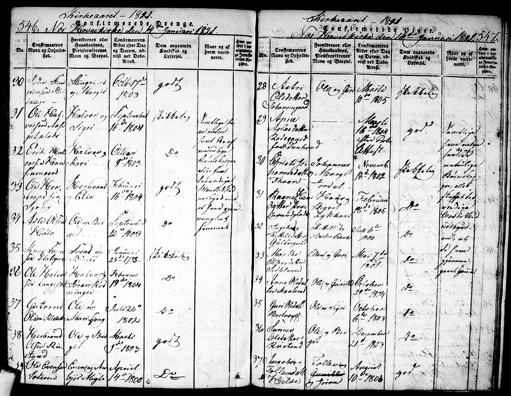 Nes kirkebøker, AV/SAKO-A-236/F/Fa/L0007: Parish register (official) no. 7, 1815-1823, p. 546-547