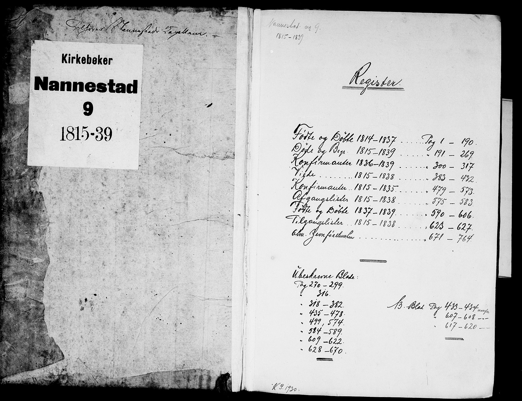 Nannestad prestekontor Kirkebøker, SAO/A-10414a/G/Ga/L0001: Parish register (copy) no. I 1, 1815-1839