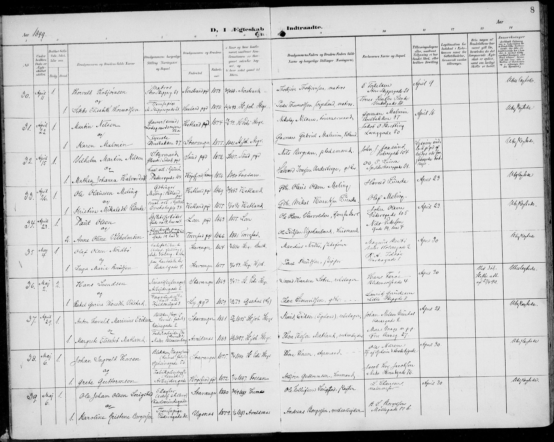 St. Johannes sokneprestkontor, AV/SAST-A-101814/002/B/L0001: Parish register (official) no. A 8, 1899-1917, p. 8