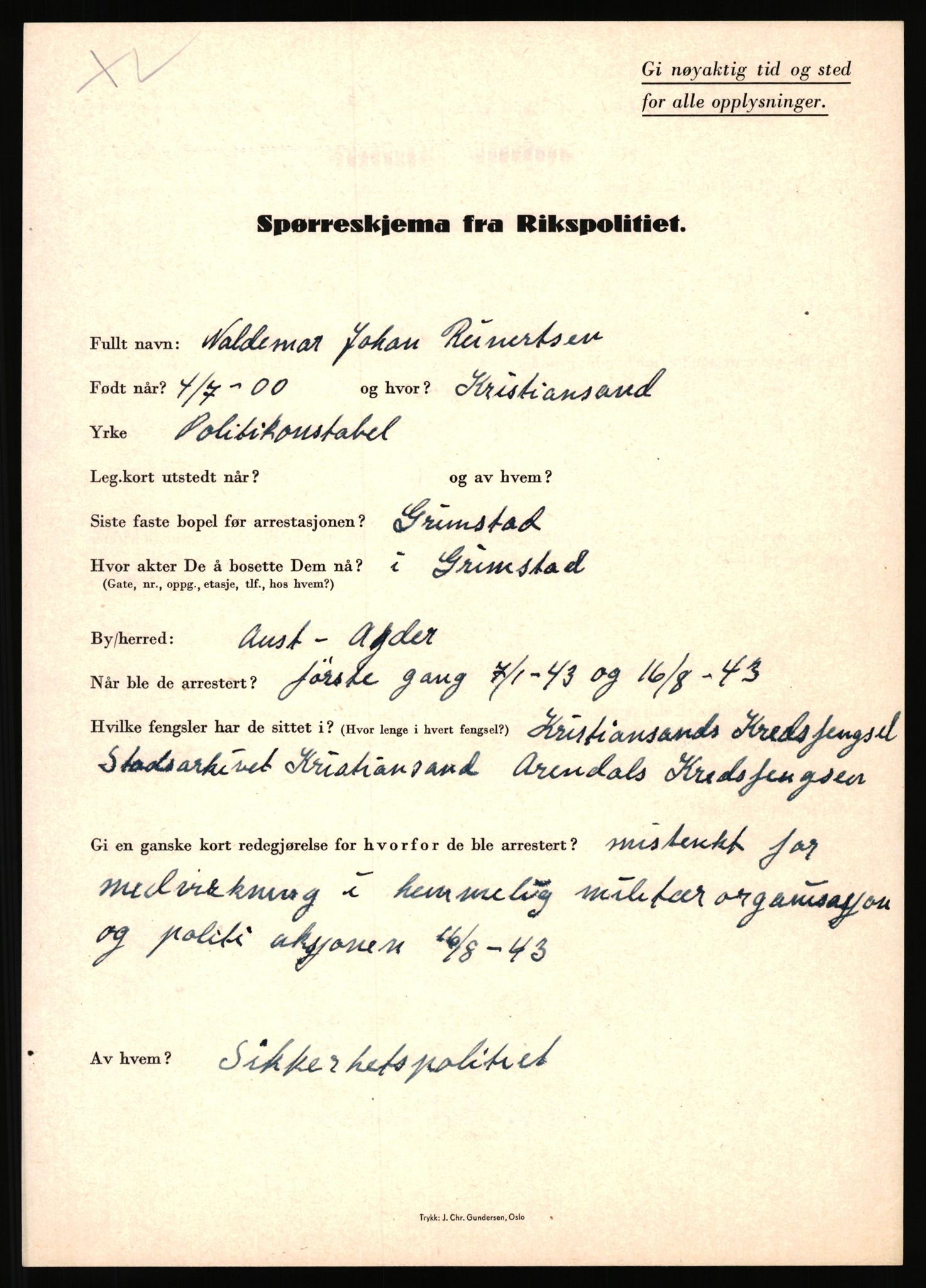 Rikspolitisjefen, AV/RA-S-1560/L/L0014: Pettersen, Aksel - Savosnick, Ernst, 1940-1945, p. 450