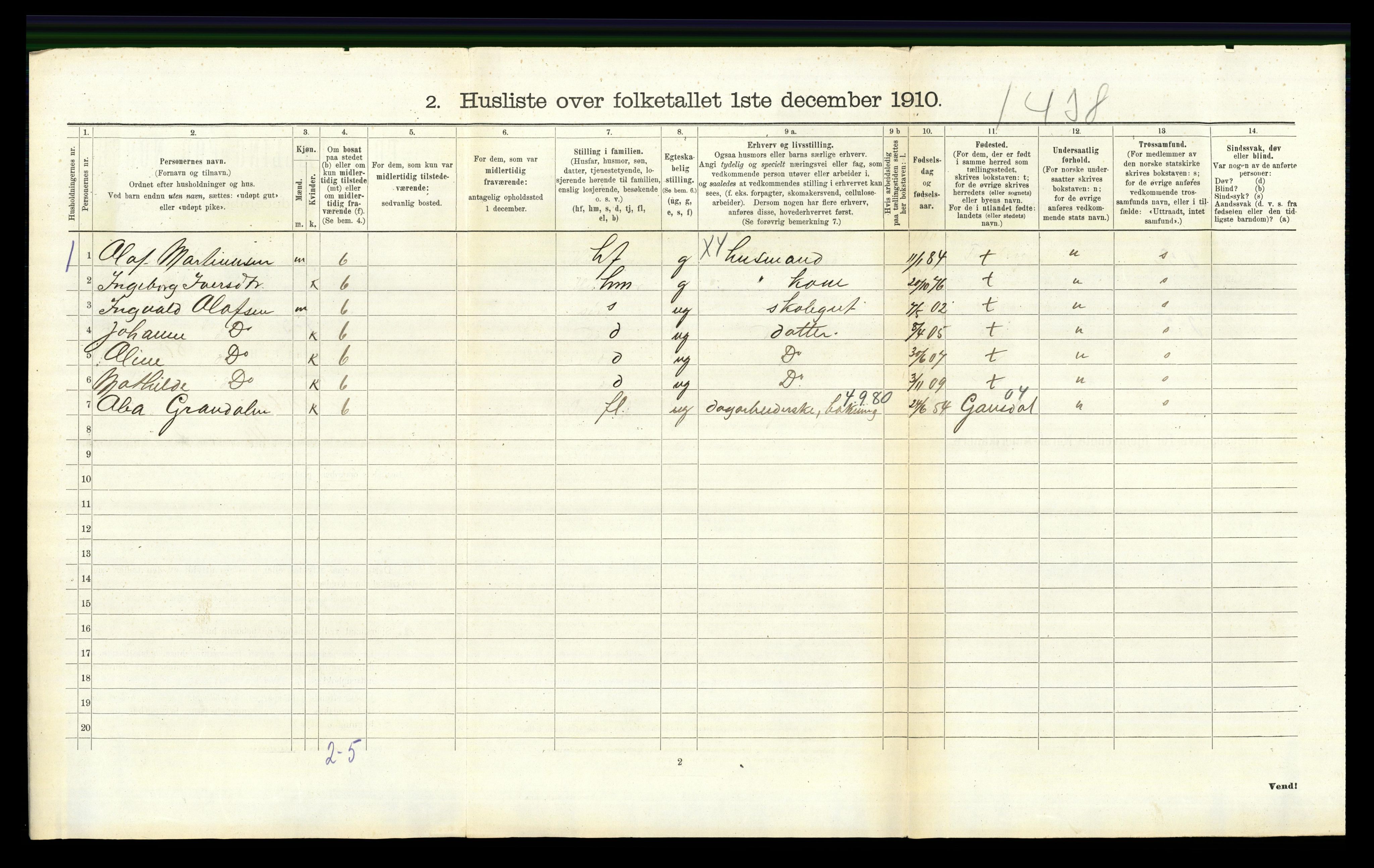 RA, 1910 census for Fåberg, 1910, p. 559