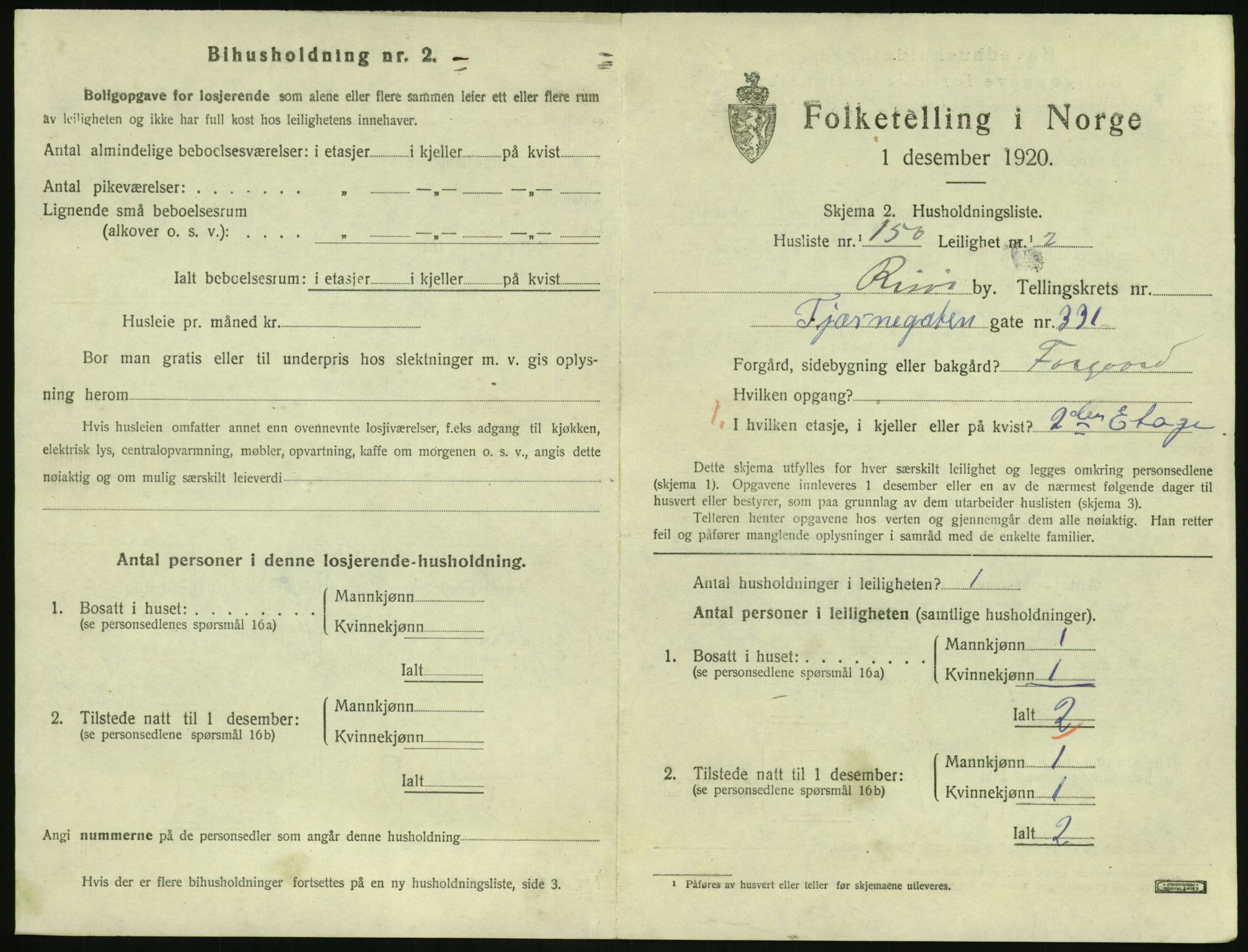 SAK, 1920 census for Risør, 1920, p. 2383