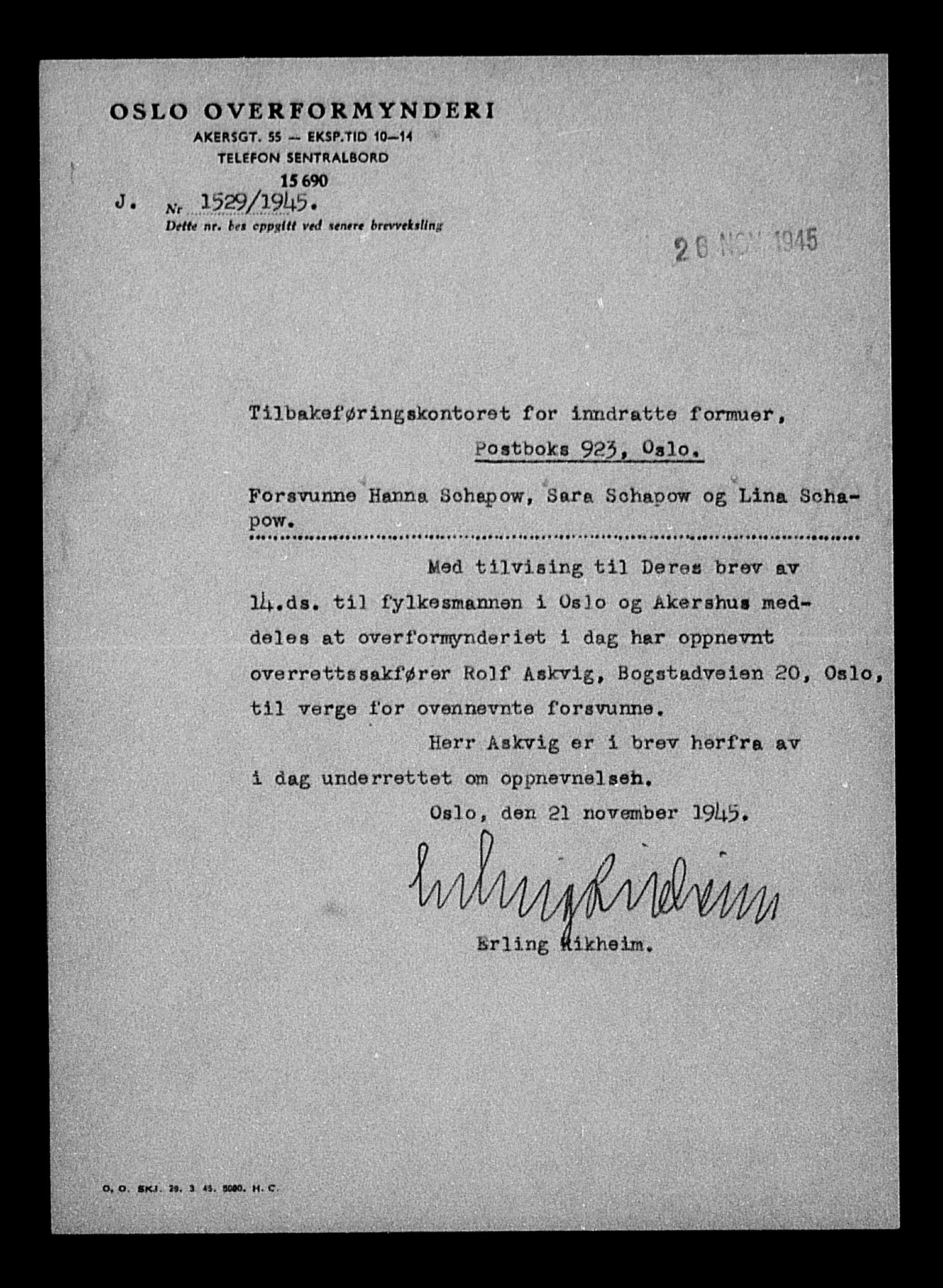 Justisdepartementet, Tilbakeføringskontoret for inndratte formuer, AV/RA-S-1564/H/Hc/Hcc/L0977: --, 1945-1947, p. 525