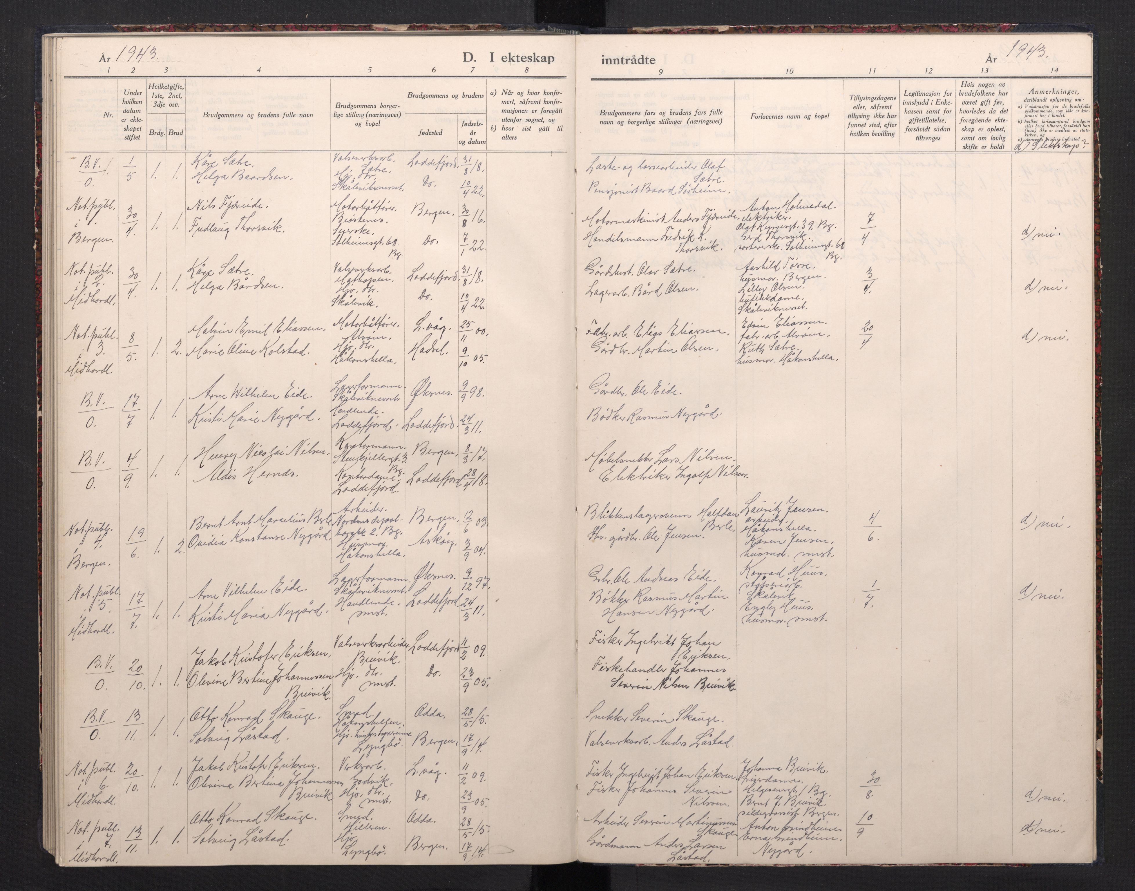 Laksevåg Sokneprestembete, SAB/A-76501/H/Ha/Haa/Haaa/L0004: Parish register (official) no. A 4, 1943-1946
