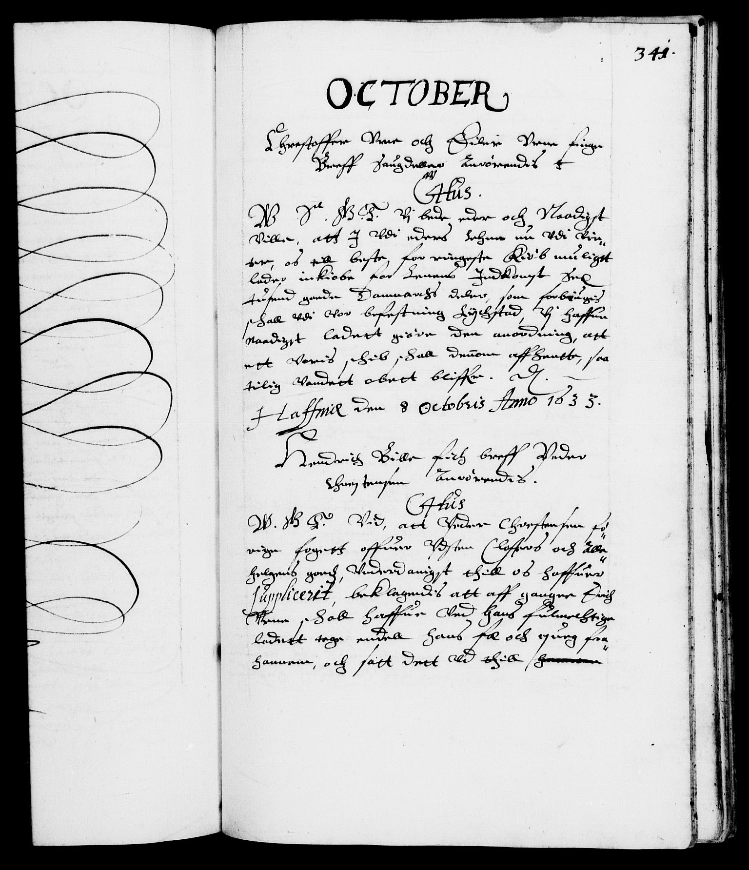 Danske Kanselli 1572-1799, RA/EA-3023/F/Fc/Fca/Fcab/L0005: Norske tegnelser (mikrofilm), 1628-1633, p. 341a